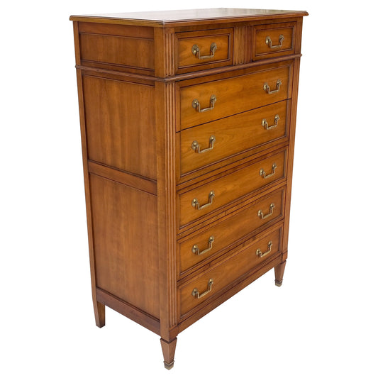 EstablishedLines Kindel 7 Drawers Fruitwood Heavy Brass Drop Pulls High Chest Tall Dresser Mint!