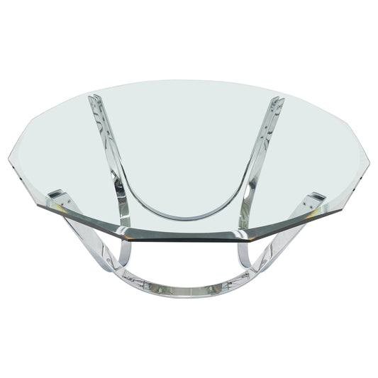 EstablishedLines Roger Sprung 3/4" Beveled Glass Chrome Base Mid Century Modern Coffee Table MINT