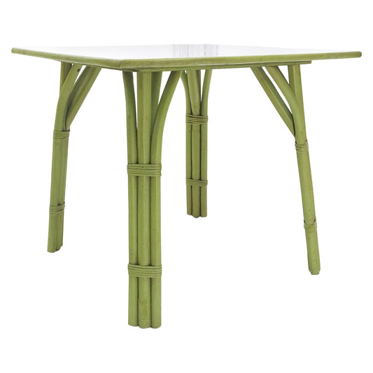 EstablishedLines Square Light Green Faux Bamboo Rattan Game Table Mid Century Modern MINT!