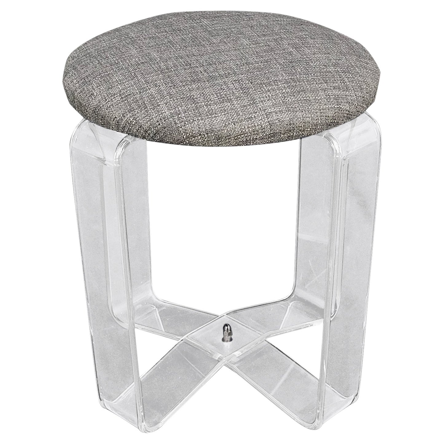 EstablishedLines Bent Lucite Basket Weave Upholstery Piano Stool Bench Mid Century Modern MINT!