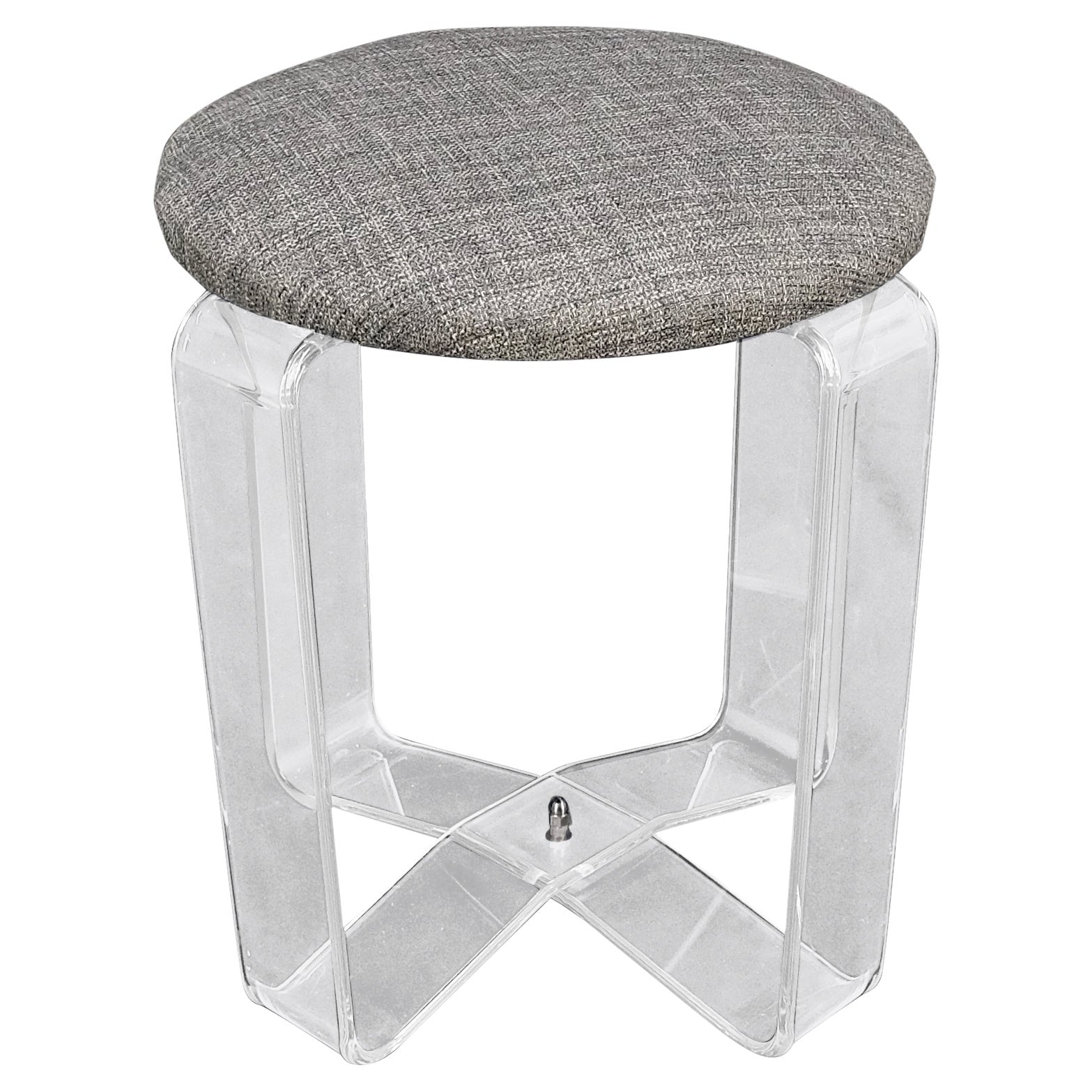 EstablishedLines Bent Lucite Basket Weave Upholstery Piano Stool Bench Mid Century Modern MINT!