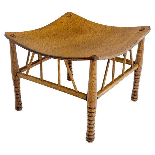 EstablishedLines Unusual Molded Plywood Oak Arts & Crafts Style Square "Sling" Seat MINT!