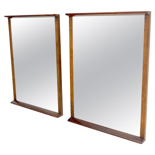 EstablishedLines Pair of Mid Century Modern Rectangle Walnut Wall Mirrors by John Stuart MINT!
