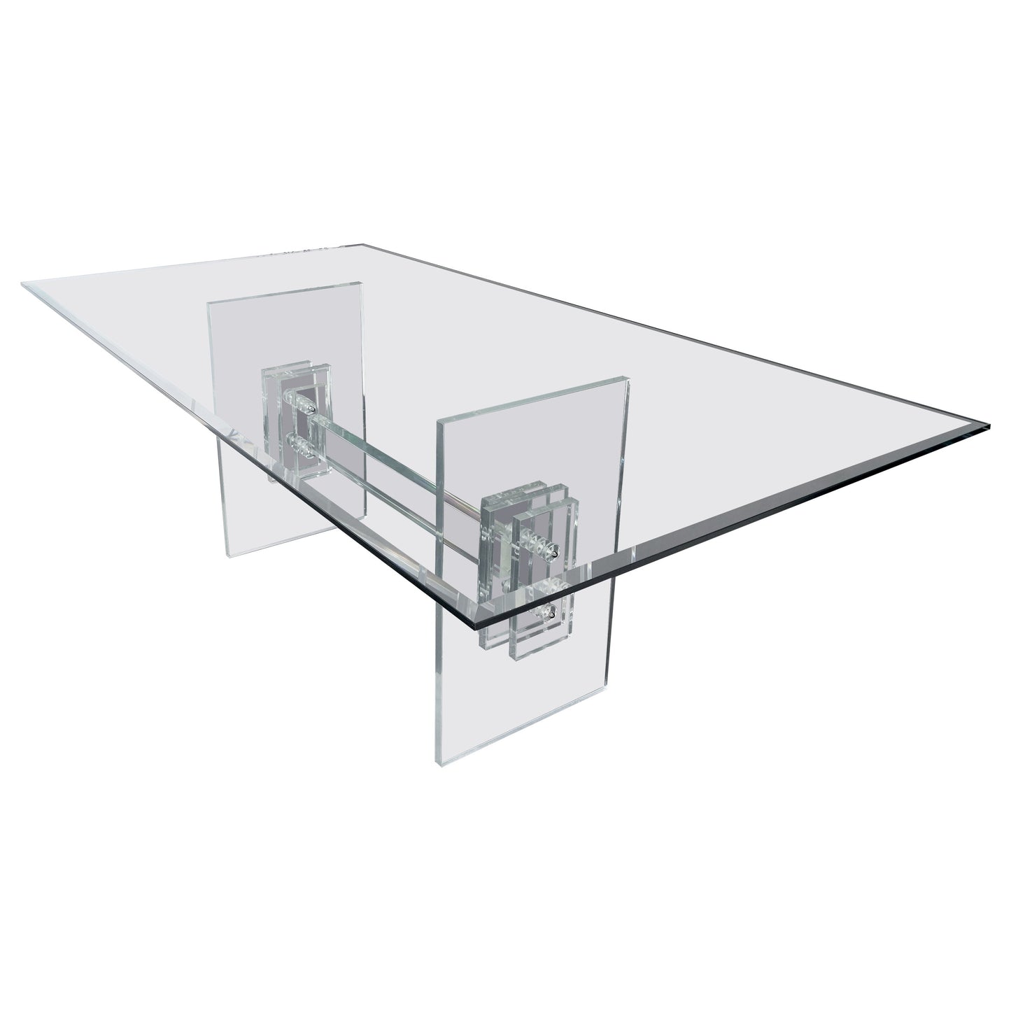 Large 7' Long 3/4" glass Top Thick Lucite Base Dining Conference Table
