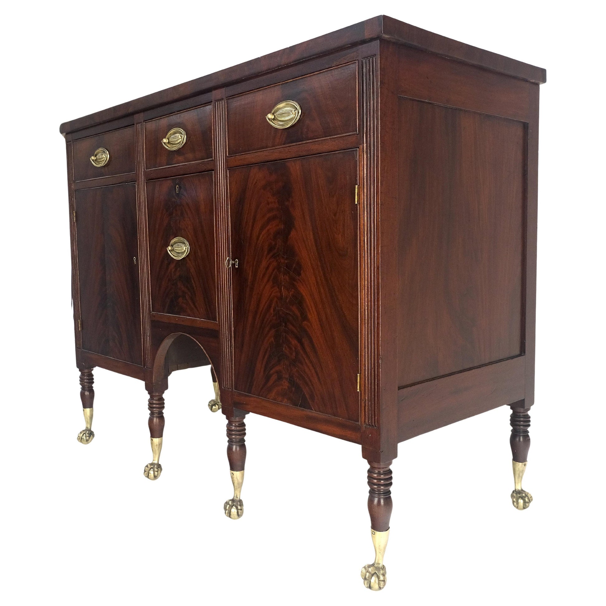 EstablishedLines Antique c1880s Solid Mahogany Top Brass Ball & Claw Feet Sideboards Buffet MINT