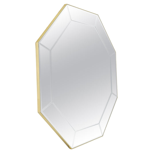 EstablishedLines Mid Century c1970s 40" Octagon Shape Beveled Studio Made Wall Mirror MINT