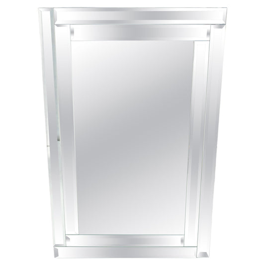 EstablishedLines Bevelled Mirror 24x36 Frame Studio Made c1970s Wall Mirror MINT