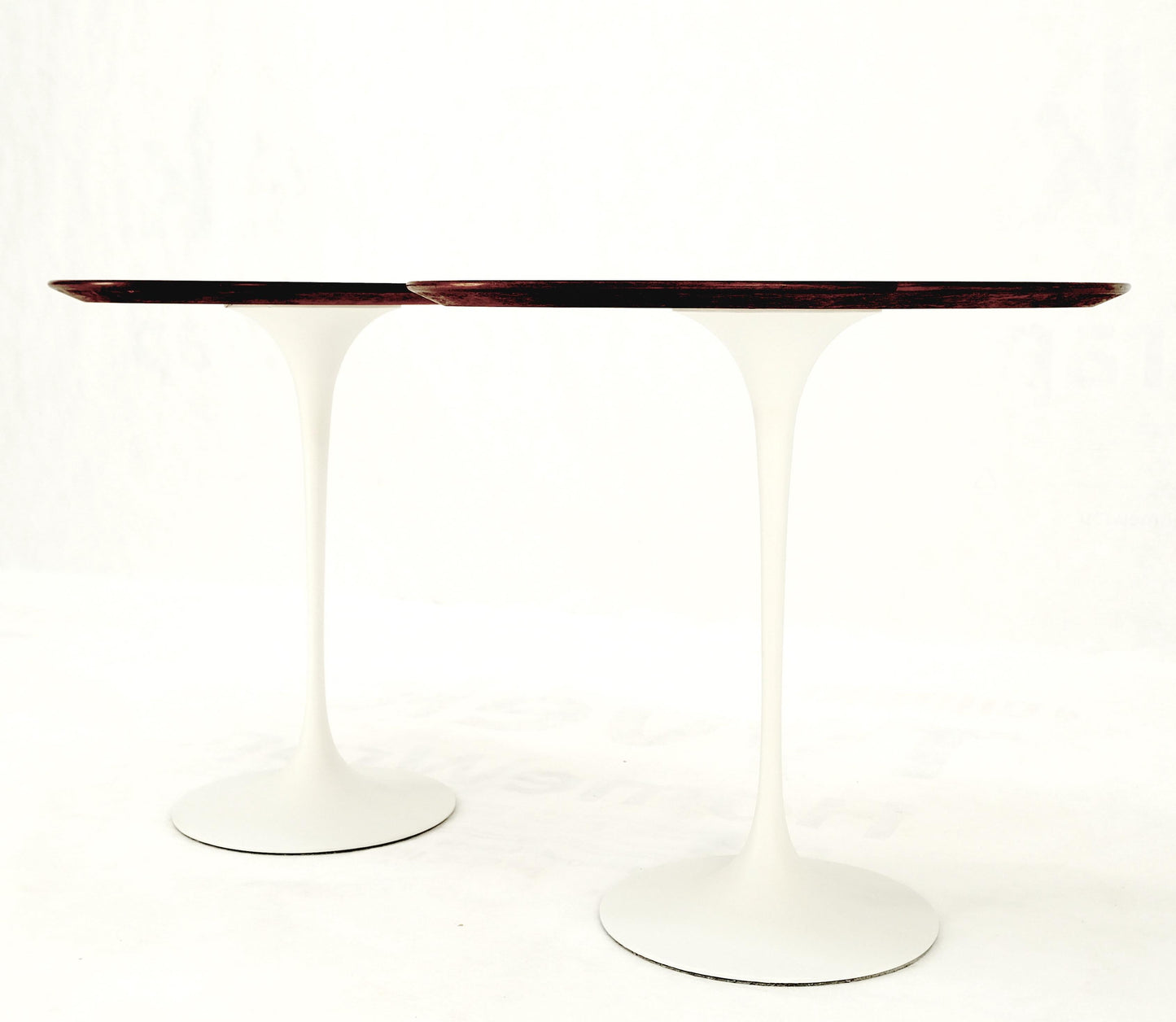 EstablishedLines Pair of Knoll Saarinen Oval Walnut Tulip Side End Tables Stands Mint!