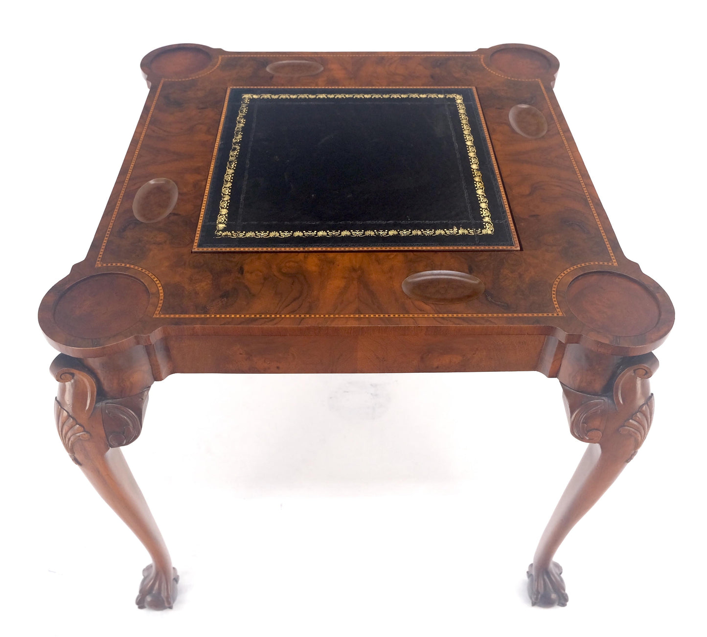 EstablishedLines Leather Top Chippendale Style Ball & Claw Feet Backgammon Chess Game Table MINT!