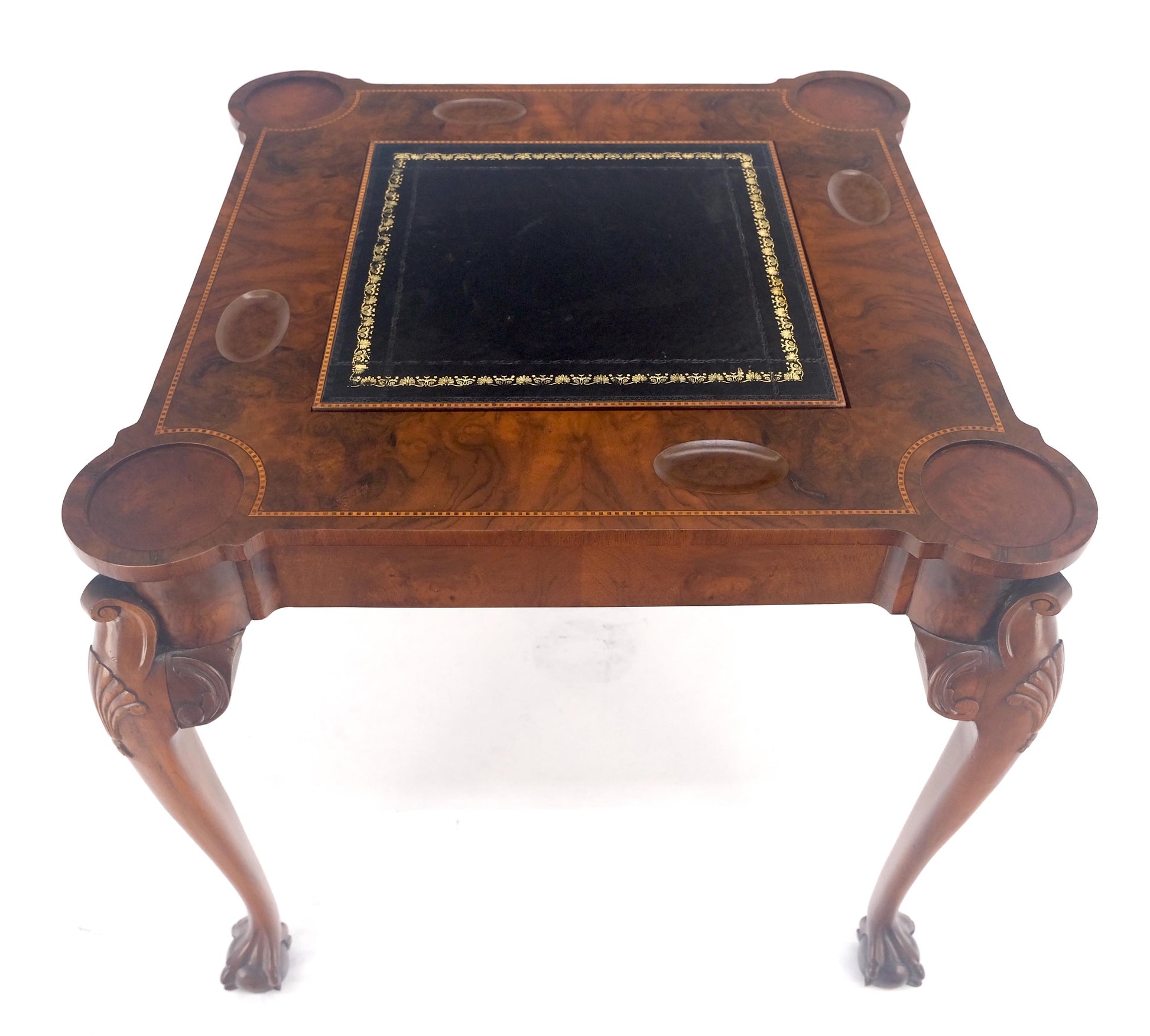 EstablishedLines Leather Top Chippendale Style Ball & Claw Feet Backgammon Chess Game Table MINT!