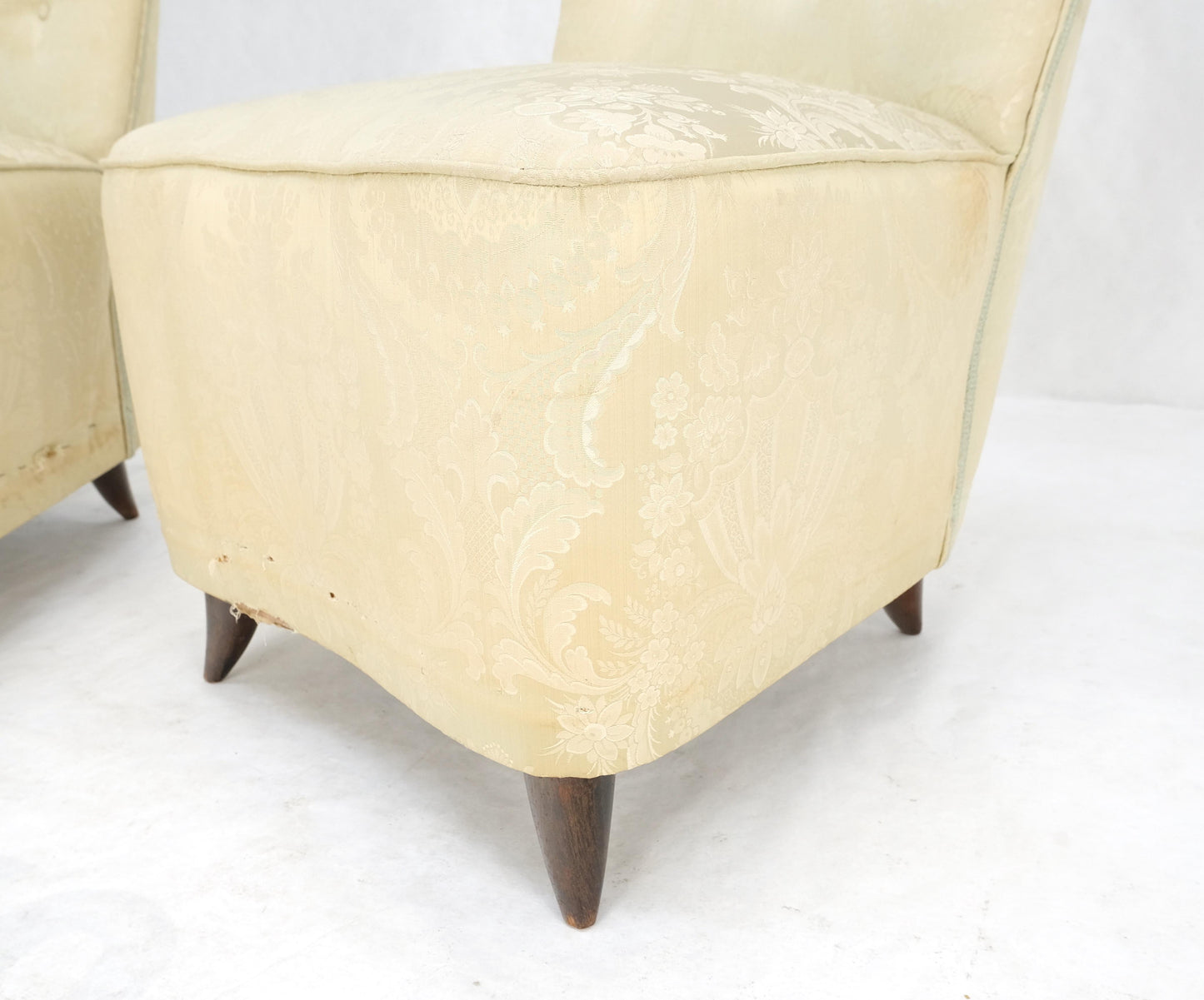 EstablishedLines Pair Italian Mid-Century Modern Extra Tall Back Thick Spring Seats Lounge Chairs