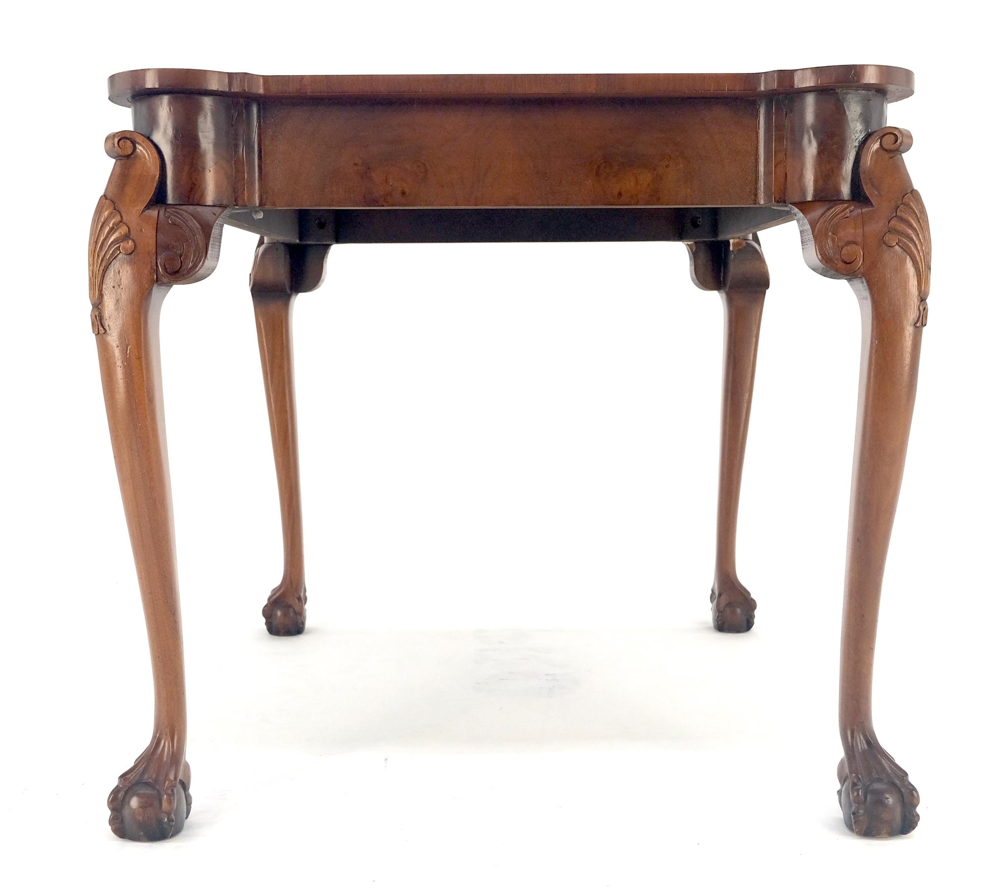 EstablishedLines Leather Top Chippendale Style Ball & Claw Feet Backgammon Chess Game Table MINT!