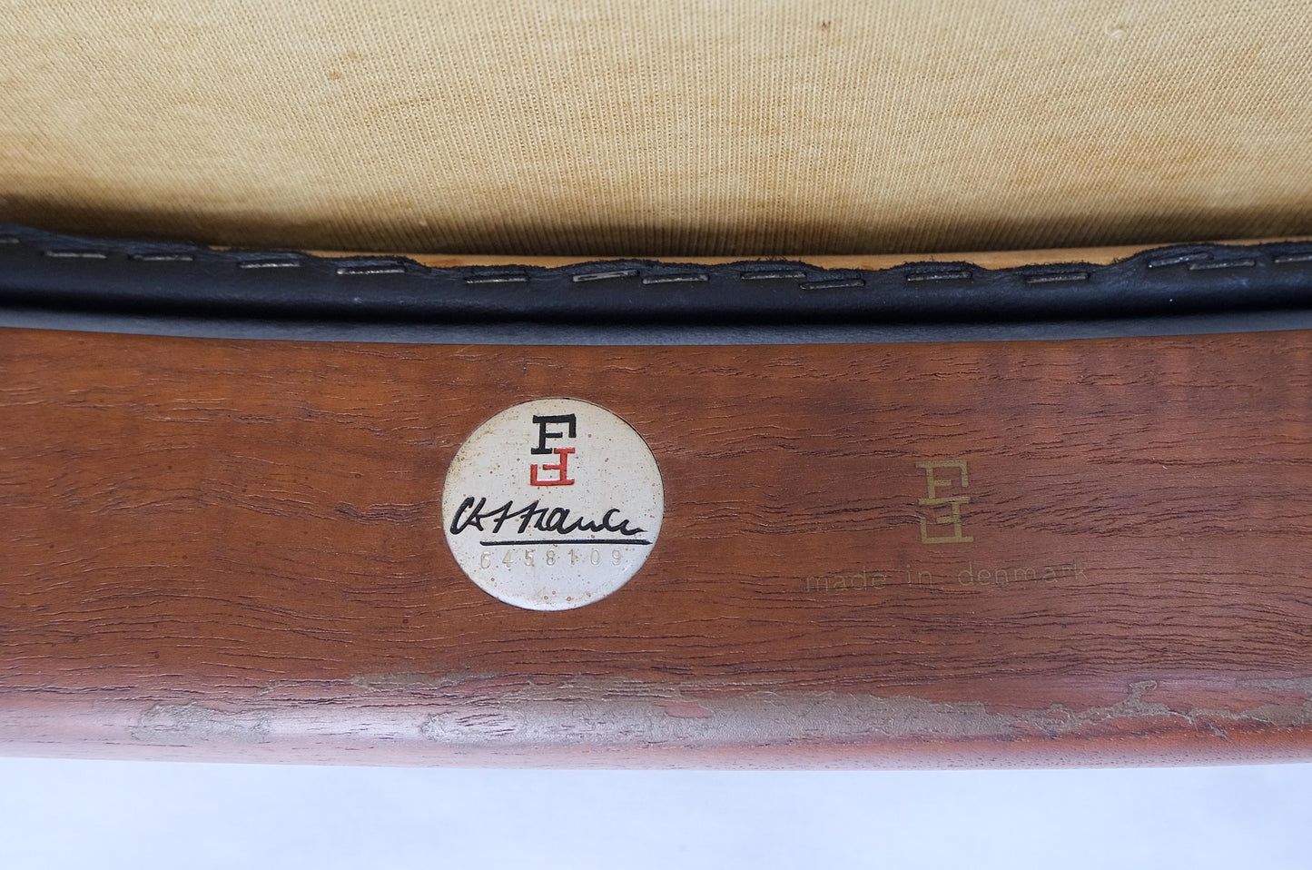 EstablishedLines Danish Mid-Century Modern Teak Leather Upholstery Lounge Rocking Chair MINT!