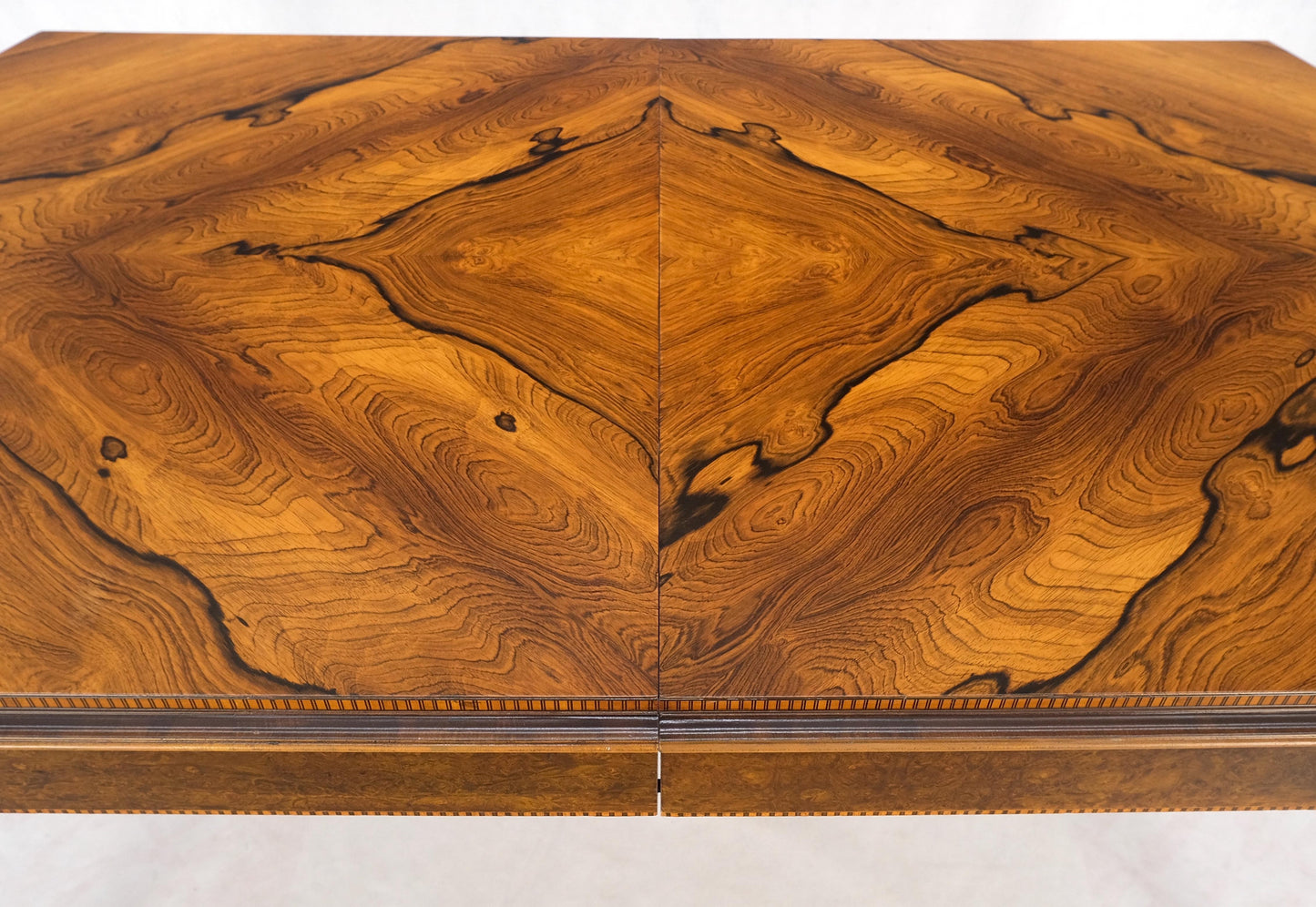 EstablishedLines French Art Deco Phenomenal Rosewood Pattern Compact Dining Table 3 Leaves MINT