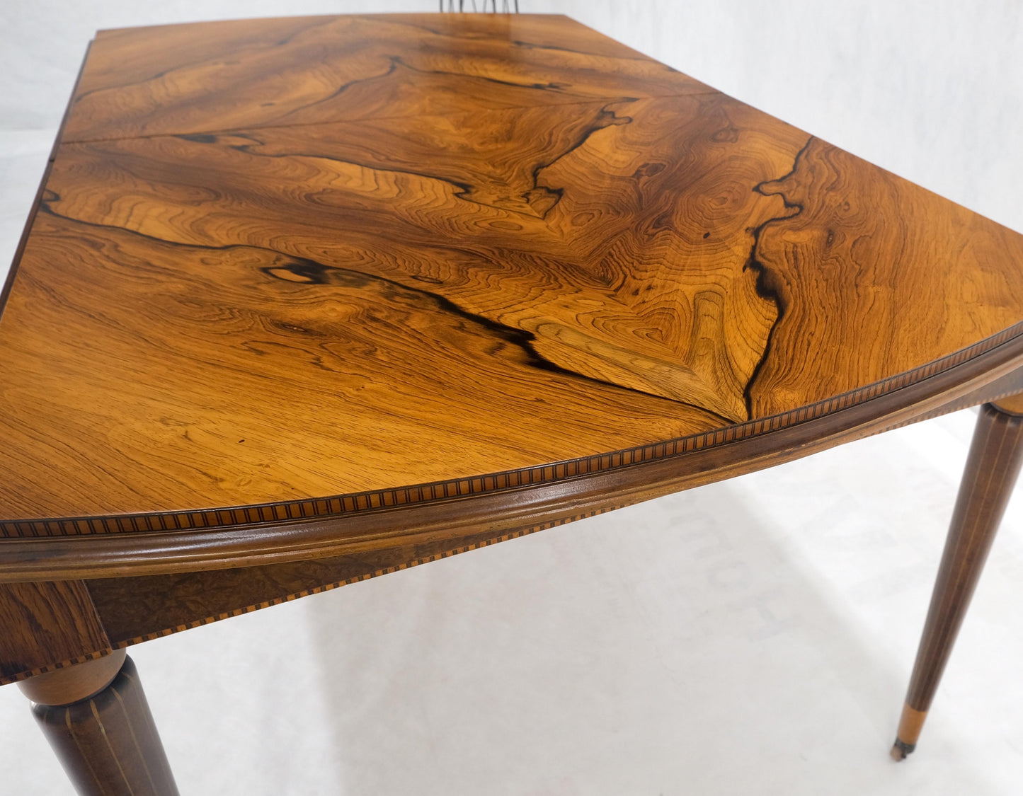 EstablishedLines French Art Deco Phenomenal Rosewood Pattern Compact Dining Table 3 Leaves MINT