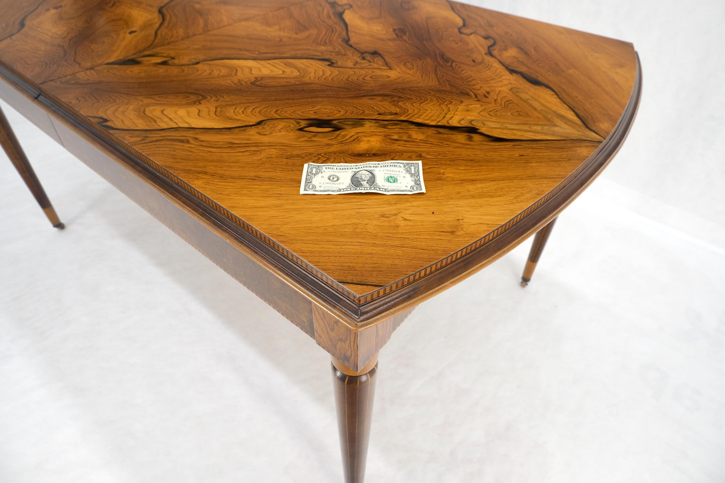 EstablishedLines French Art Deco Phenomenal Rosewood Pattern Compact Dining Table 3 Leaves MINT