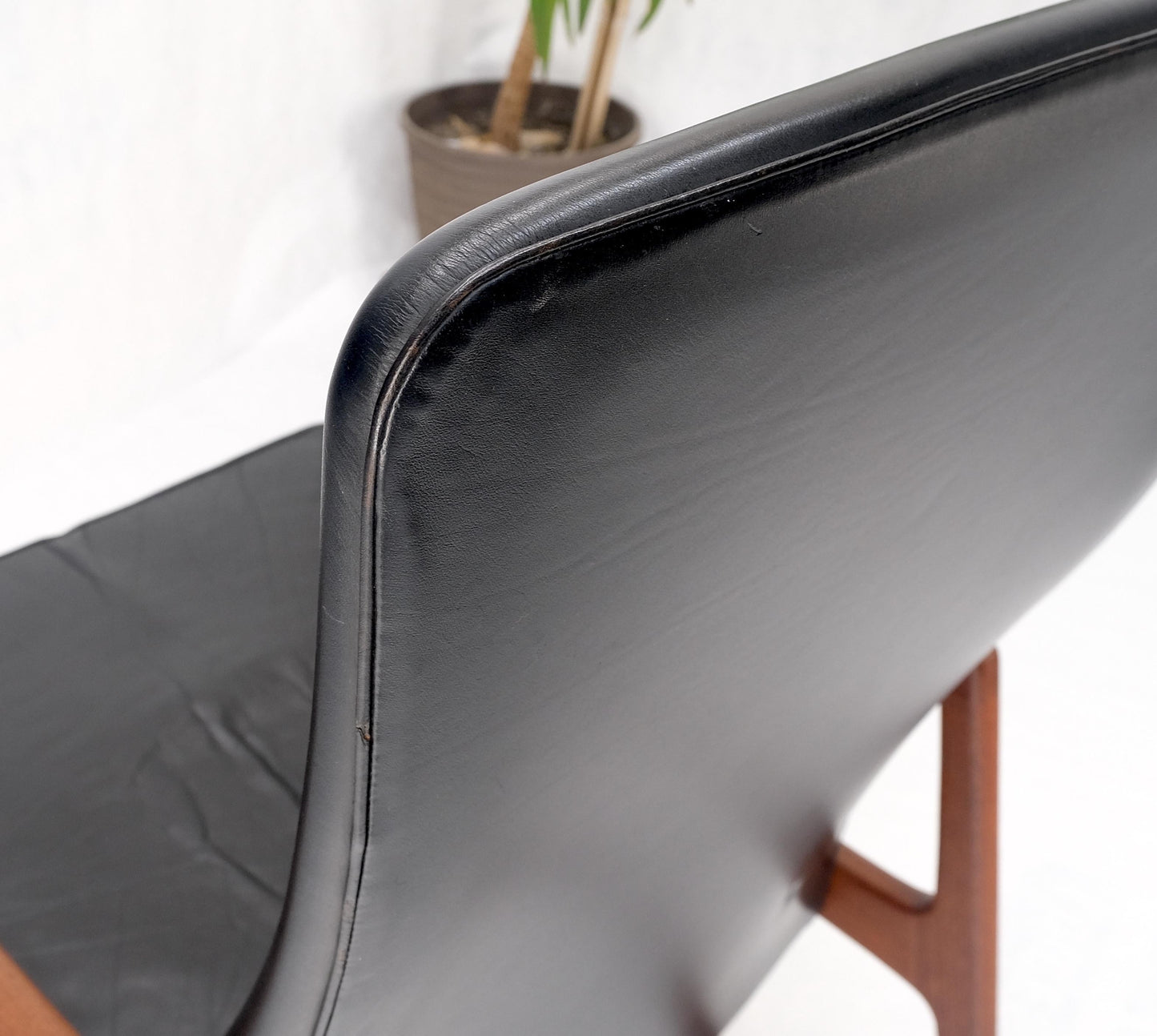 EstablishedLines Danish Mid-Century Modern Teak Leather Upholstery Lounge Rocking Chair MINT!