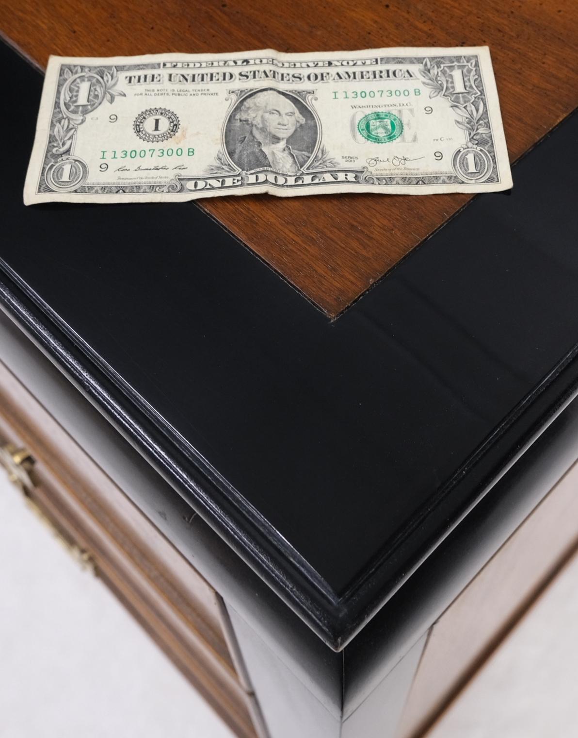 EstablishedLines Burl Wood Black Ebonized Border 9 Drawers Long Dresser Credenza Brass Pulls Mint