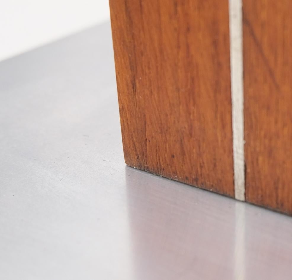 EstablishedLines Pair Walter Von Nessen for Nessen Studios Walnut Inlaid Chrome Tower Table Lamp