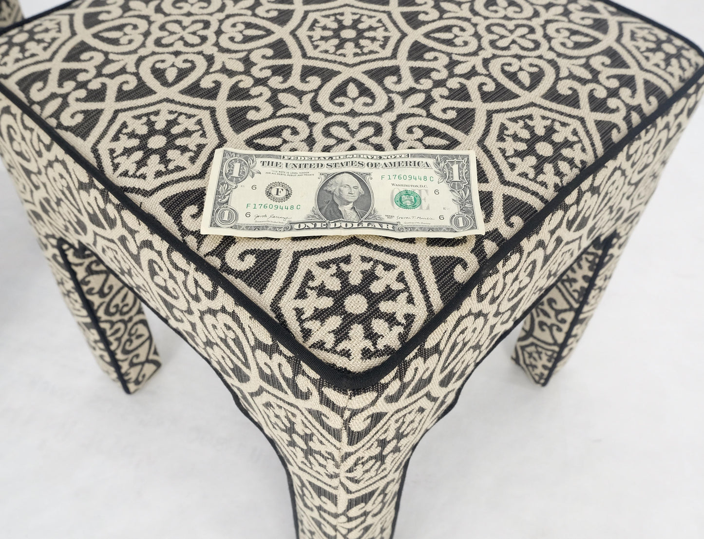 EstablishedLines Pair of Square Upholstered Black & White Benches in Style of Billy Baldwin
