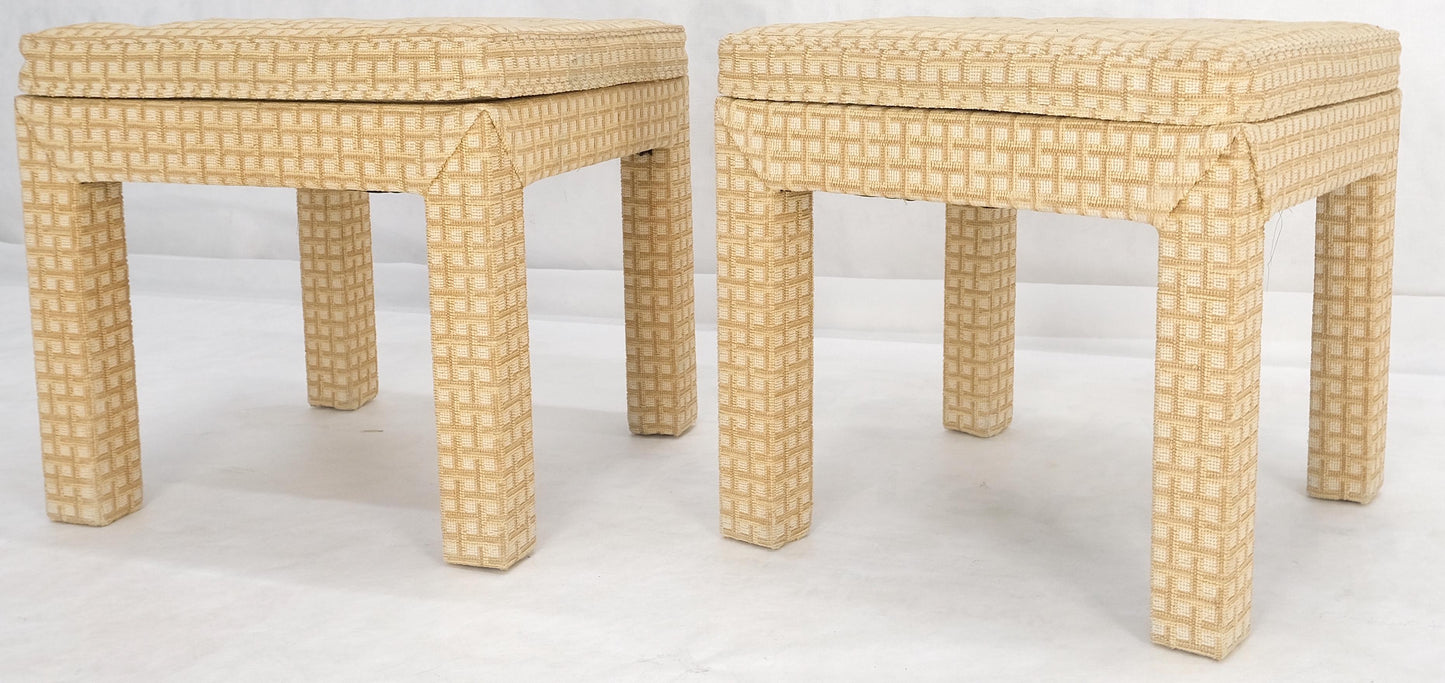 EstablishedLines Pair of Square Upholstered Cream & White Benches in Style of Billy Baldwin MINT