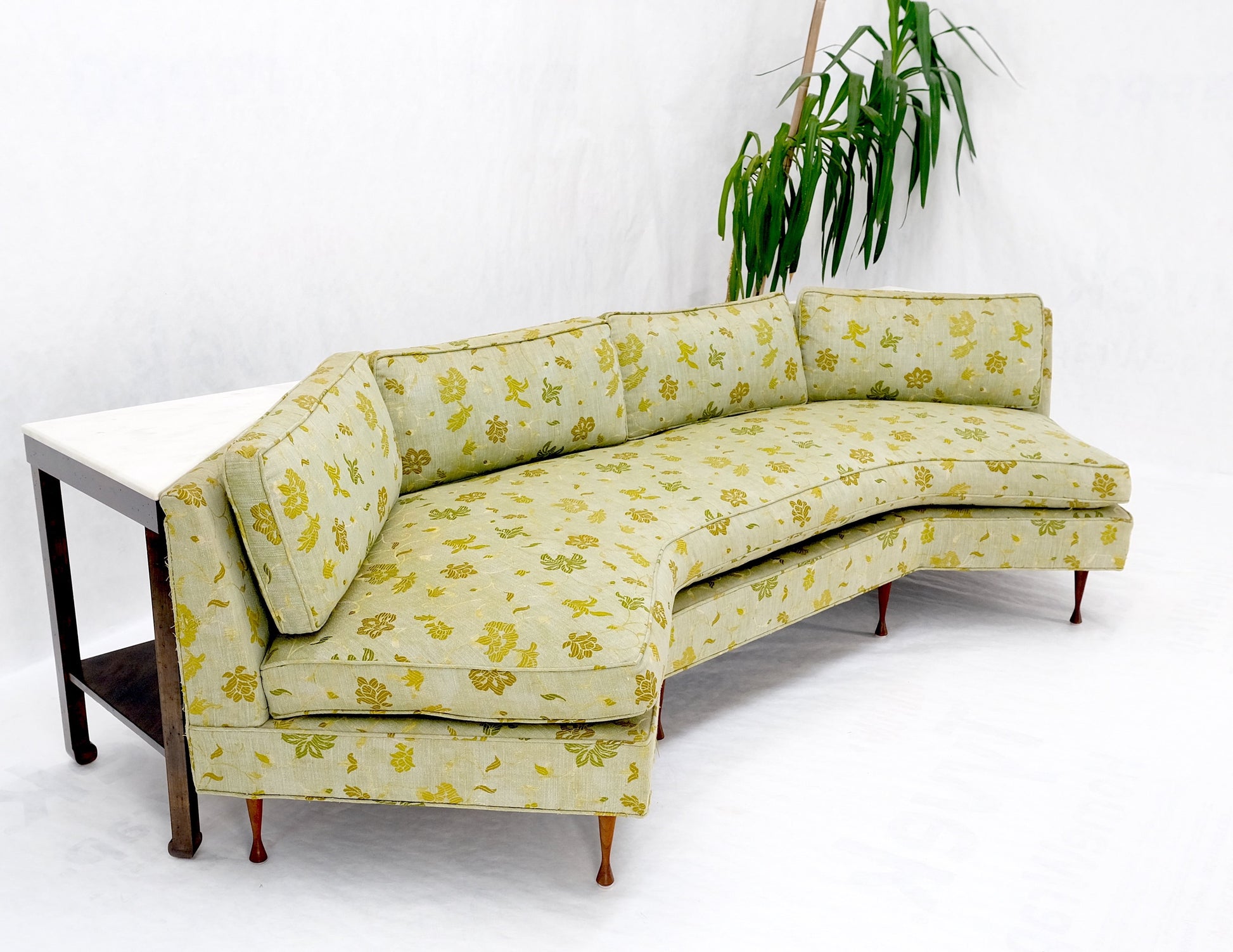 EstablishedLines Wrap Around Mid-Century Modern Sofa W Pair Matching Marble Top Tables Mint!