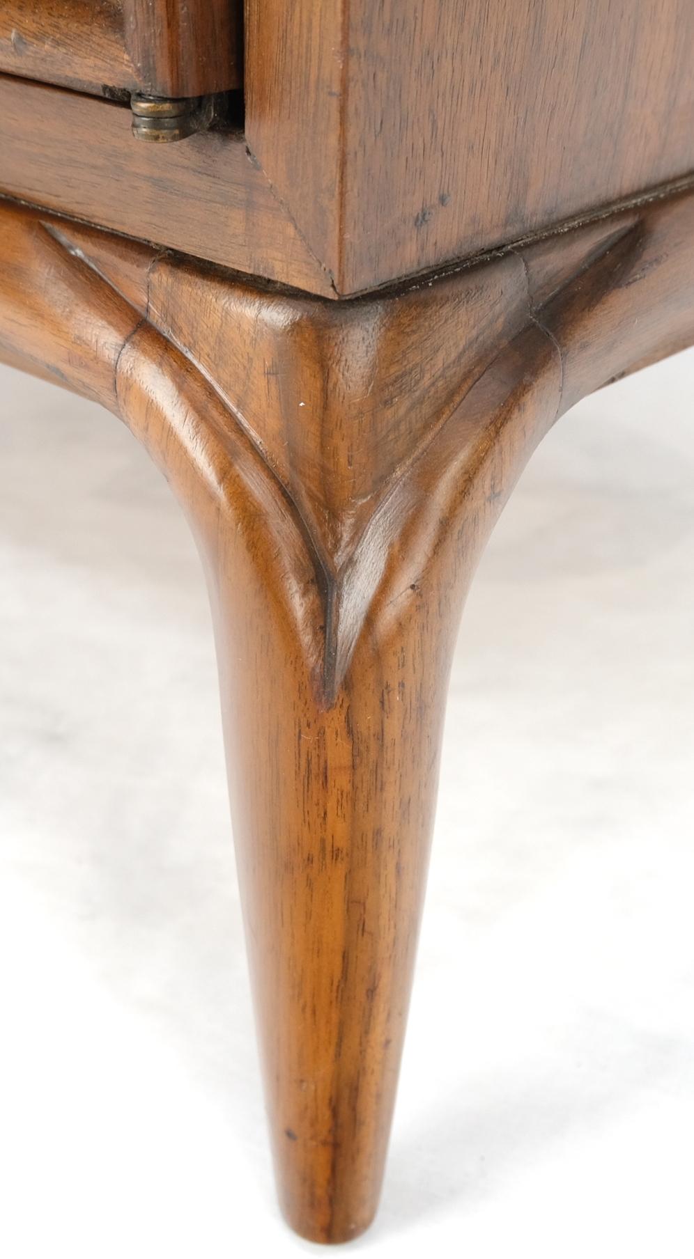 EstablishedLines Pair of Walnut Carved Modern Ornament Front Door End Table Night Stands Mint