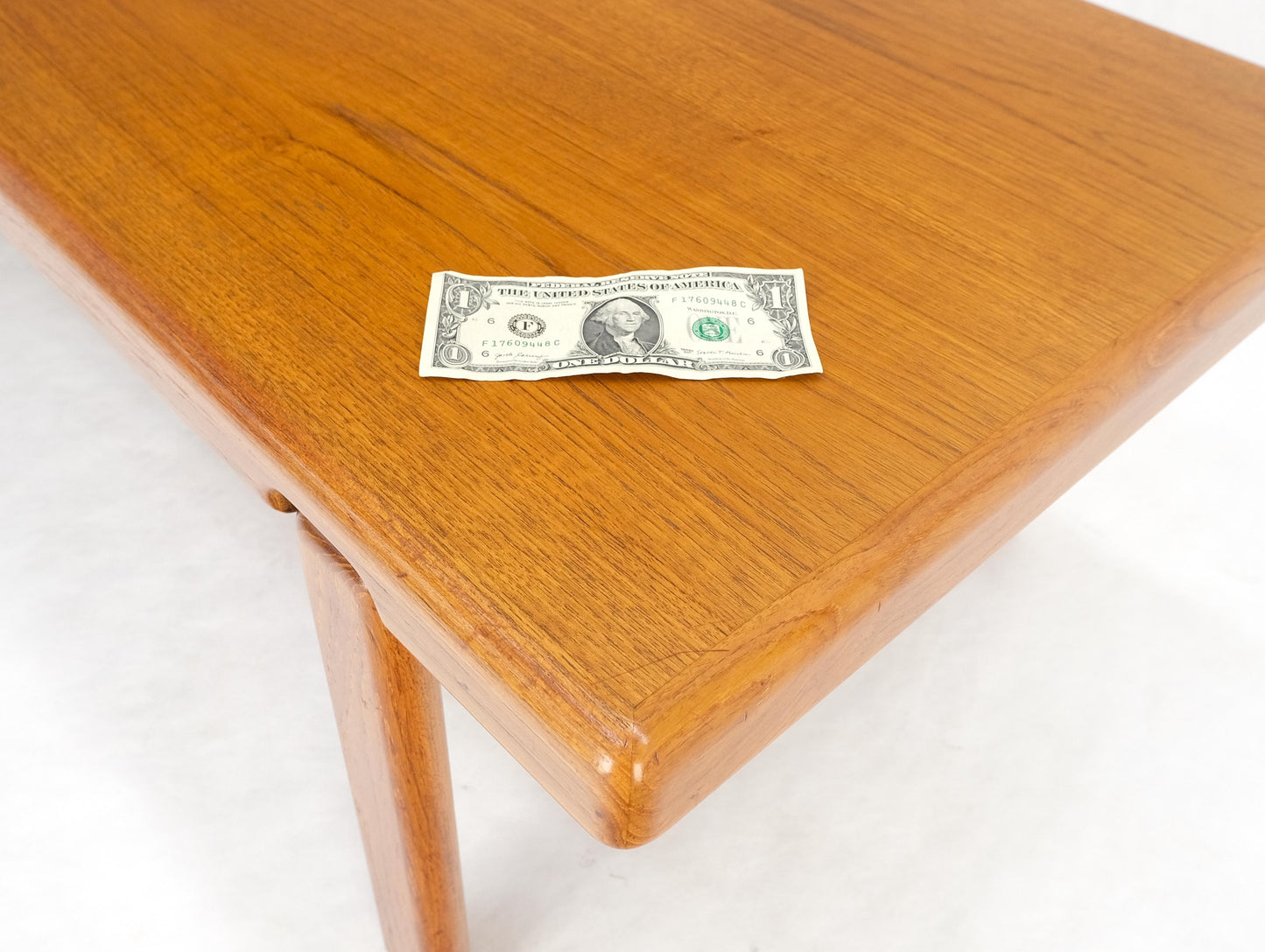 EstablishedLines Danish Mid Century Modern Compact Rectangle Solid Teak Legs Coffee Table MINT