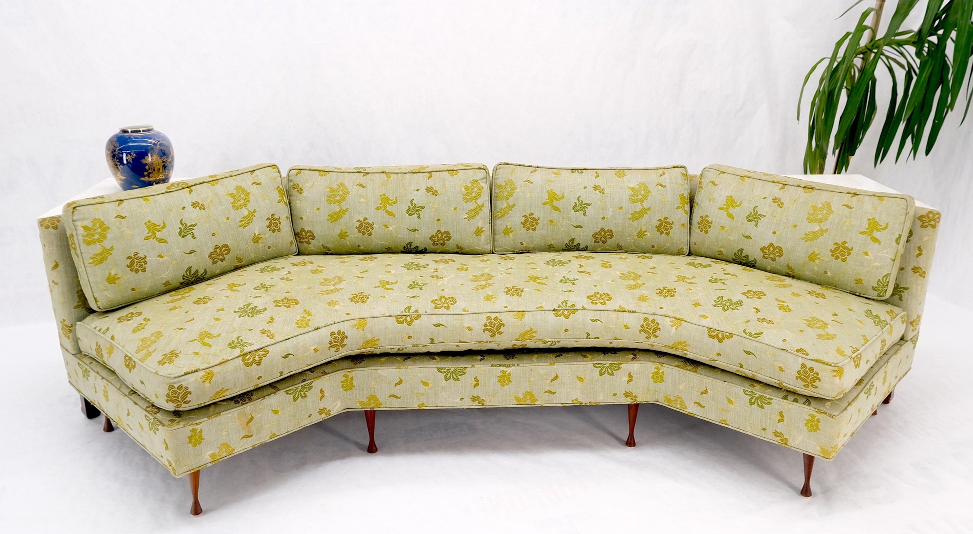 EstablishedLines Wrap Around Mid-Century Modern Sofa W Pair Matching Marble Top Tables Mint!