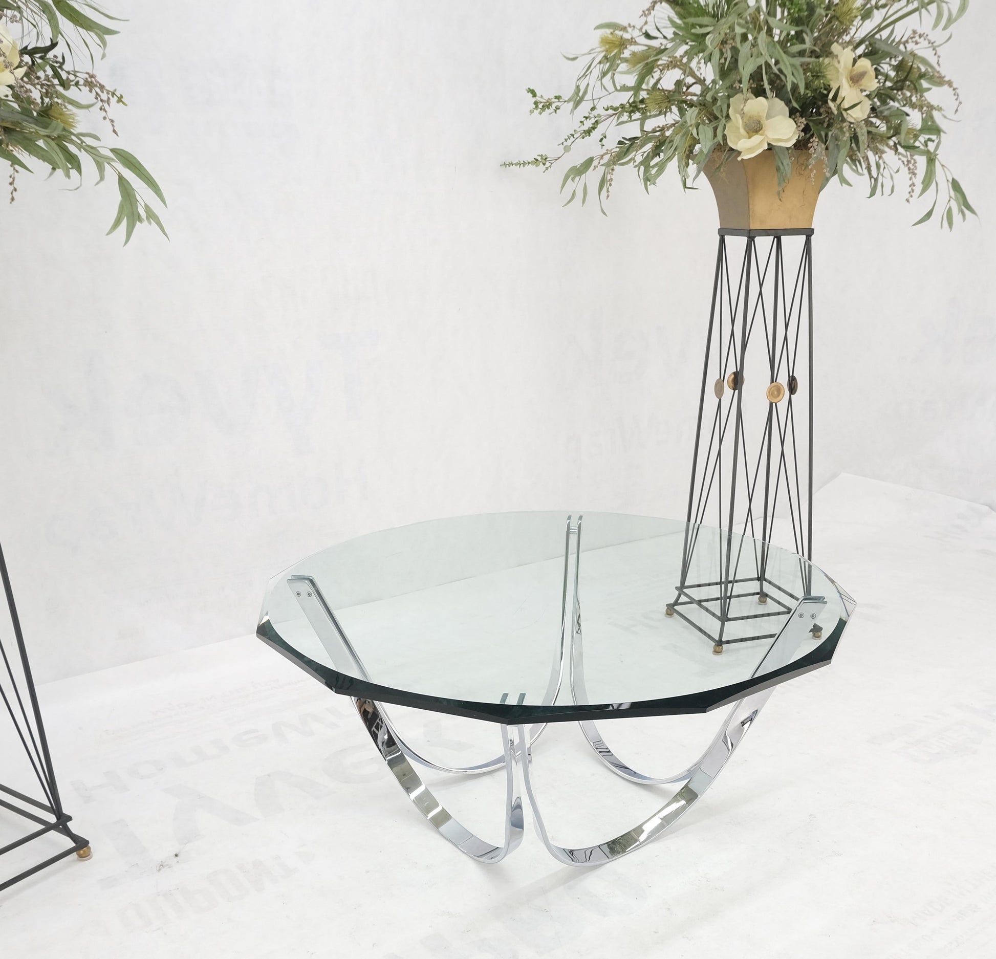 EstablishedLines Roger Sprung 3/4" Beveled Glass Chrome Base Mid Century Modern Coffee Table MINT