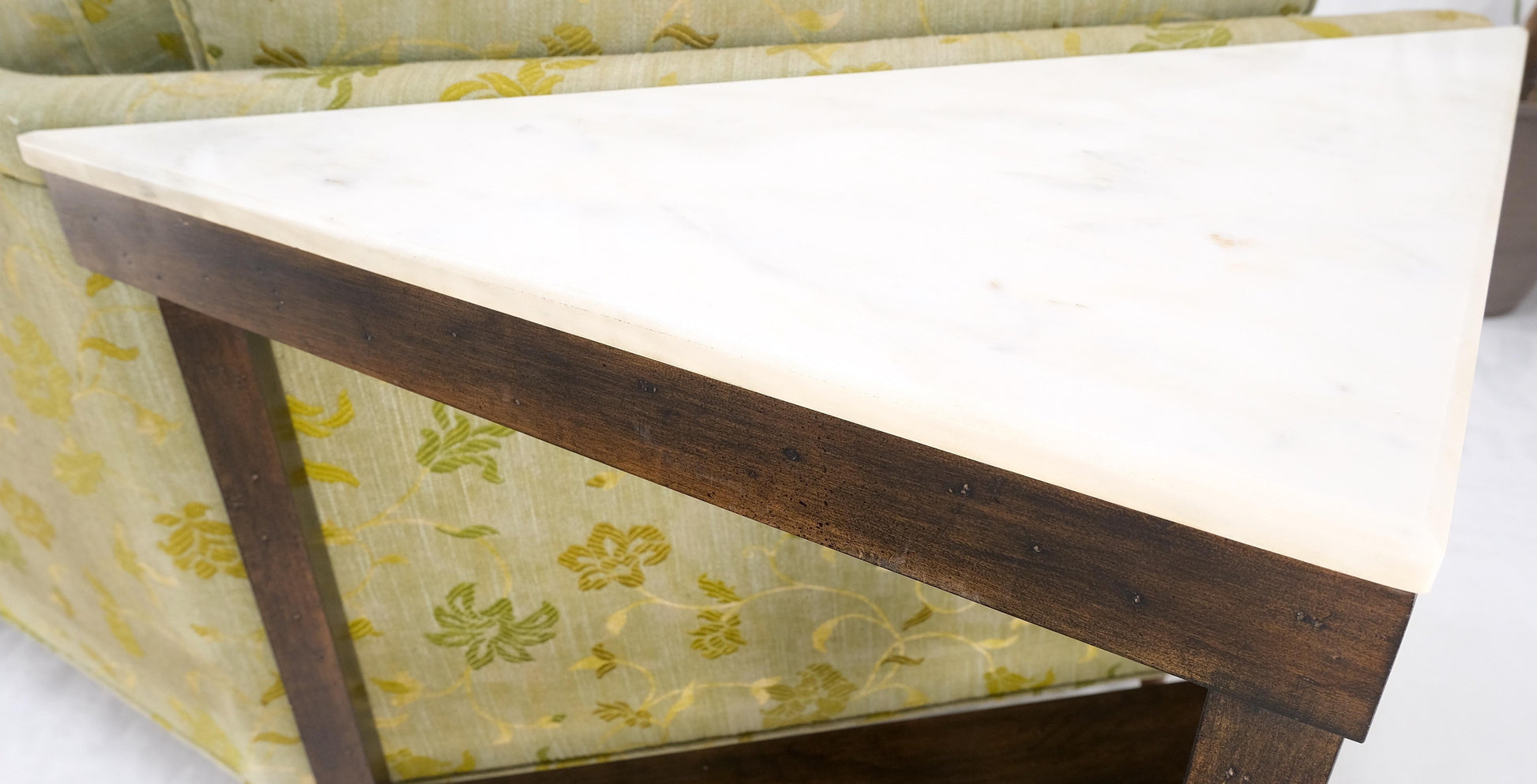 EstablishedLines Wrap Around Mid-Century Modern Sofa W Pair Matching Marble Top Tables Mint!