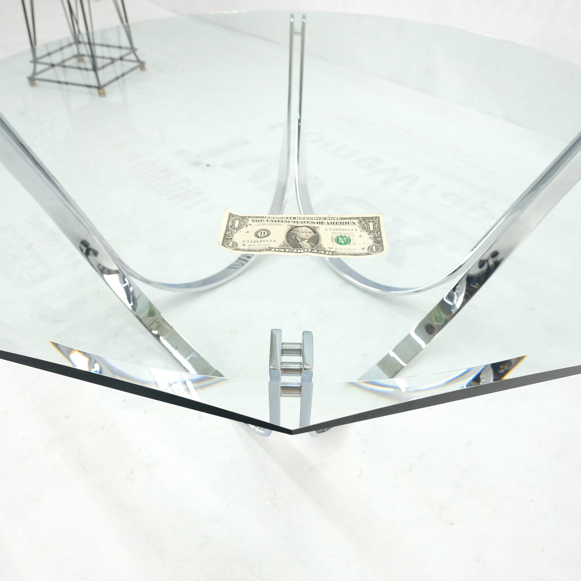 EstablishedLines Roger Sprung 3/4" Beveled Glass Chrome Base Mid Century Modern Coffee Table MINT