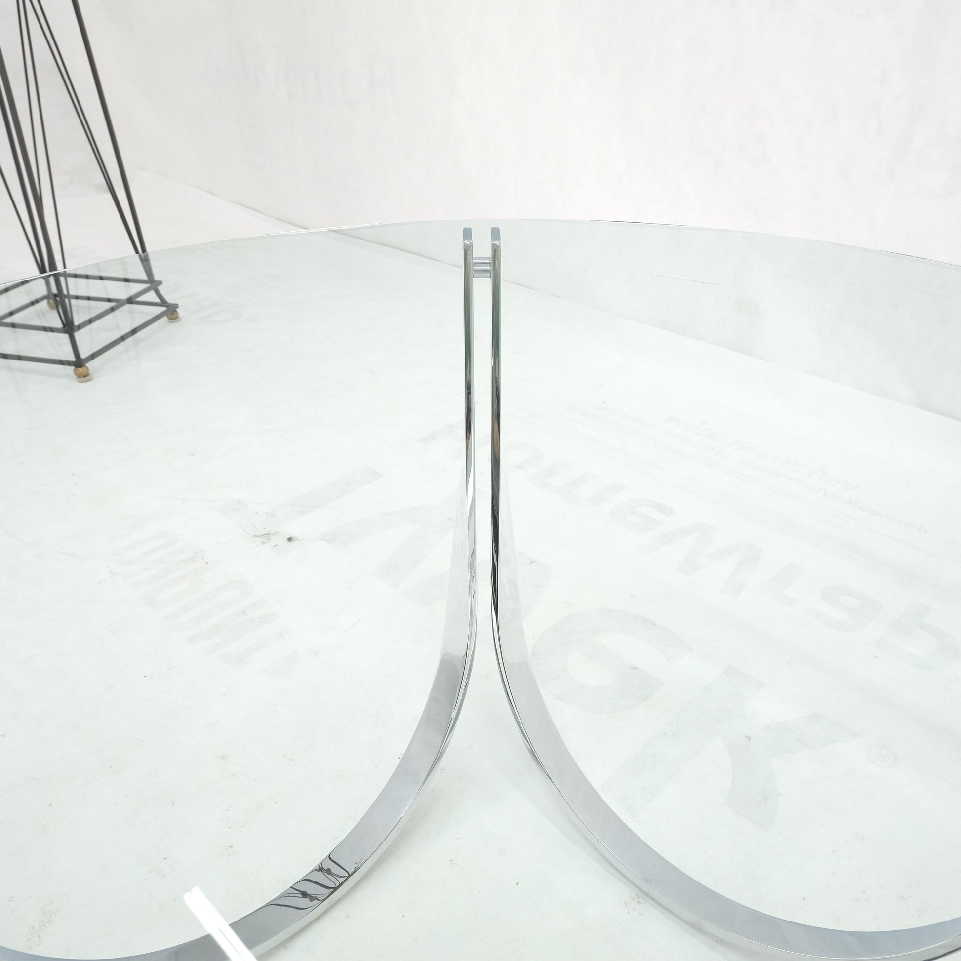 EstablishedLines Roger Sprung 3/4" Beveled Glass Chrome Base Mid Century Modern Coffee Table MINT