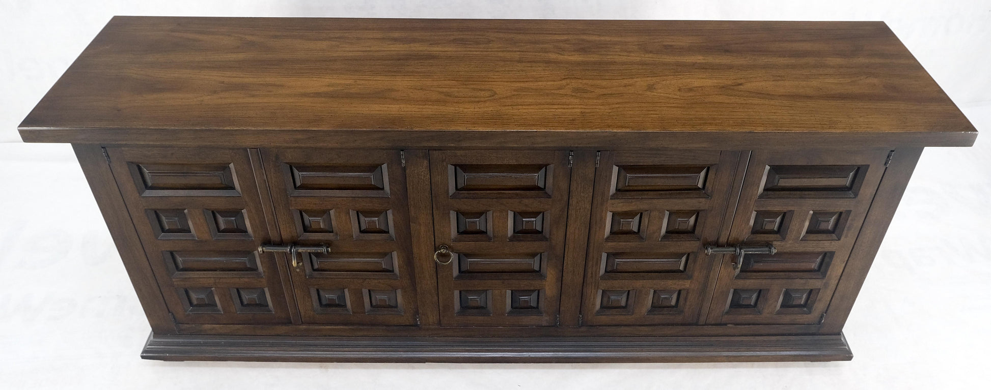 EstablishedLines Raised Panel 5 Doors 4 Drawers Mid Century Modern Dark Chestnut Dresser Credenza