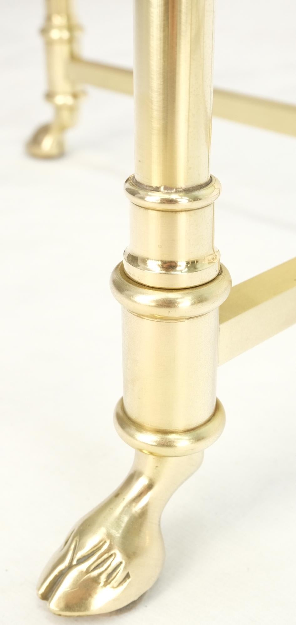 EstablishedLines Large Oval Solid Brass Glass Top Hoof Feet Italian Coffee Table