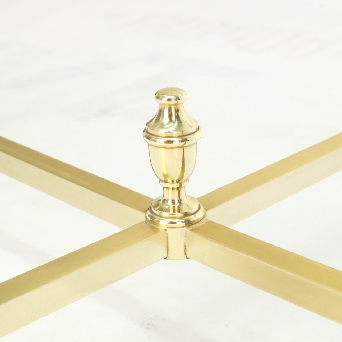 EstablishedLines Large Oval Solid Brass Glass Top Hoof Feet Italian Coffee Table