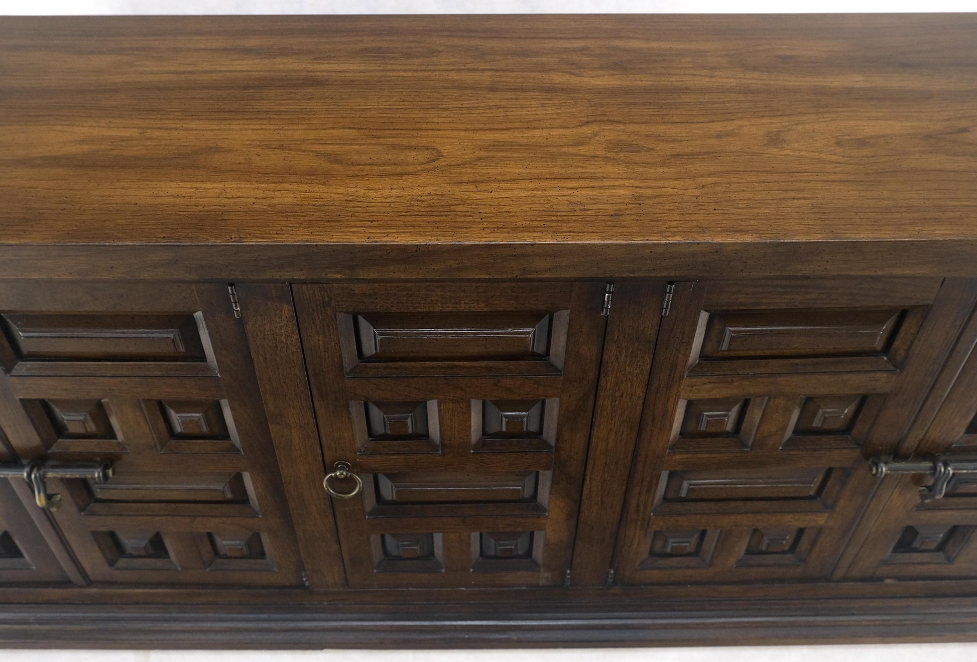 EstablishedLines Raised Panel 5 Doors 4 Drawers Mid Century Modern Dark Chestnut Dresser Credenza