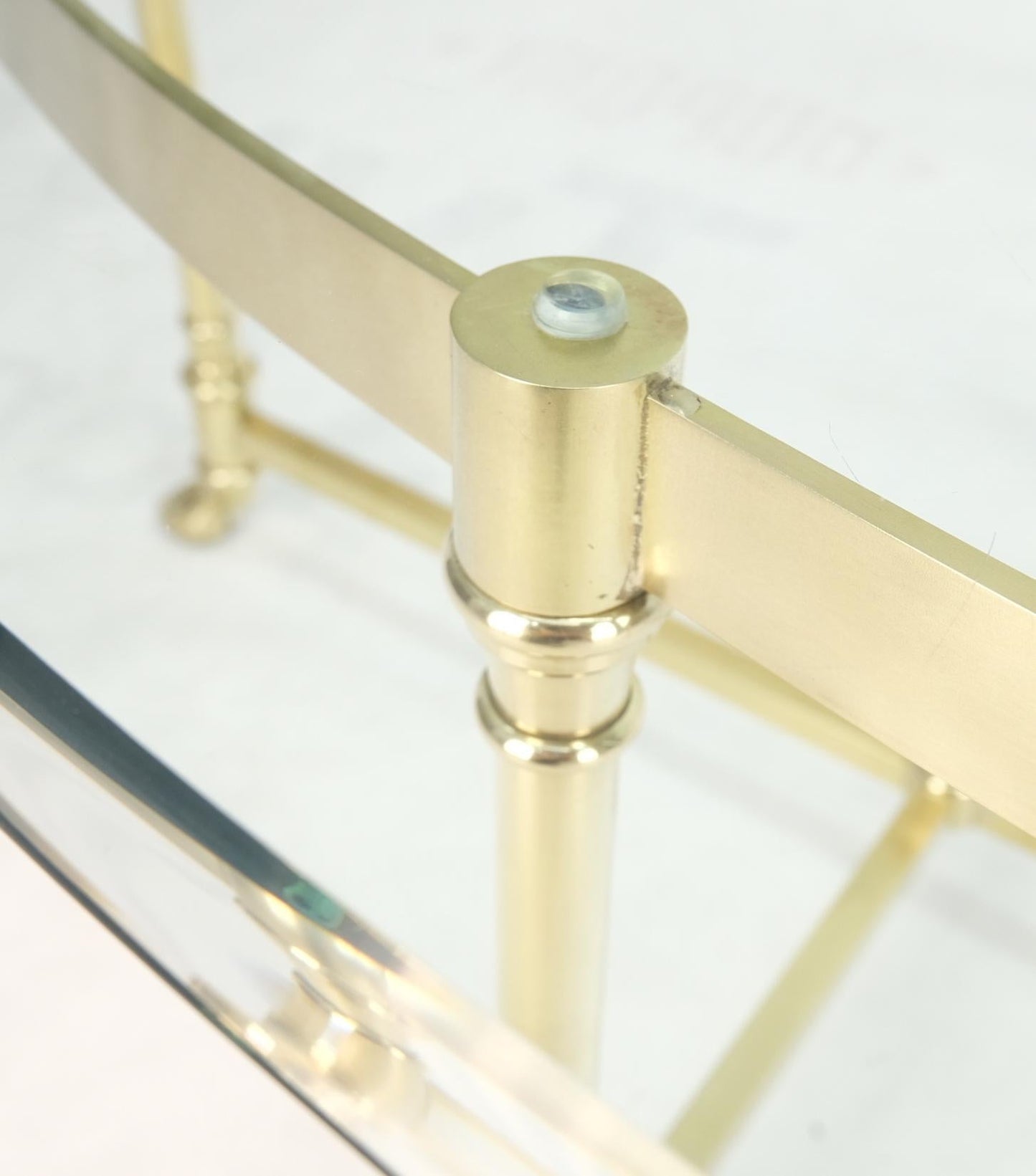 EstablishedLines Large Oval Solid Brass Glass Top Hoof Feet Italian Coffee Table