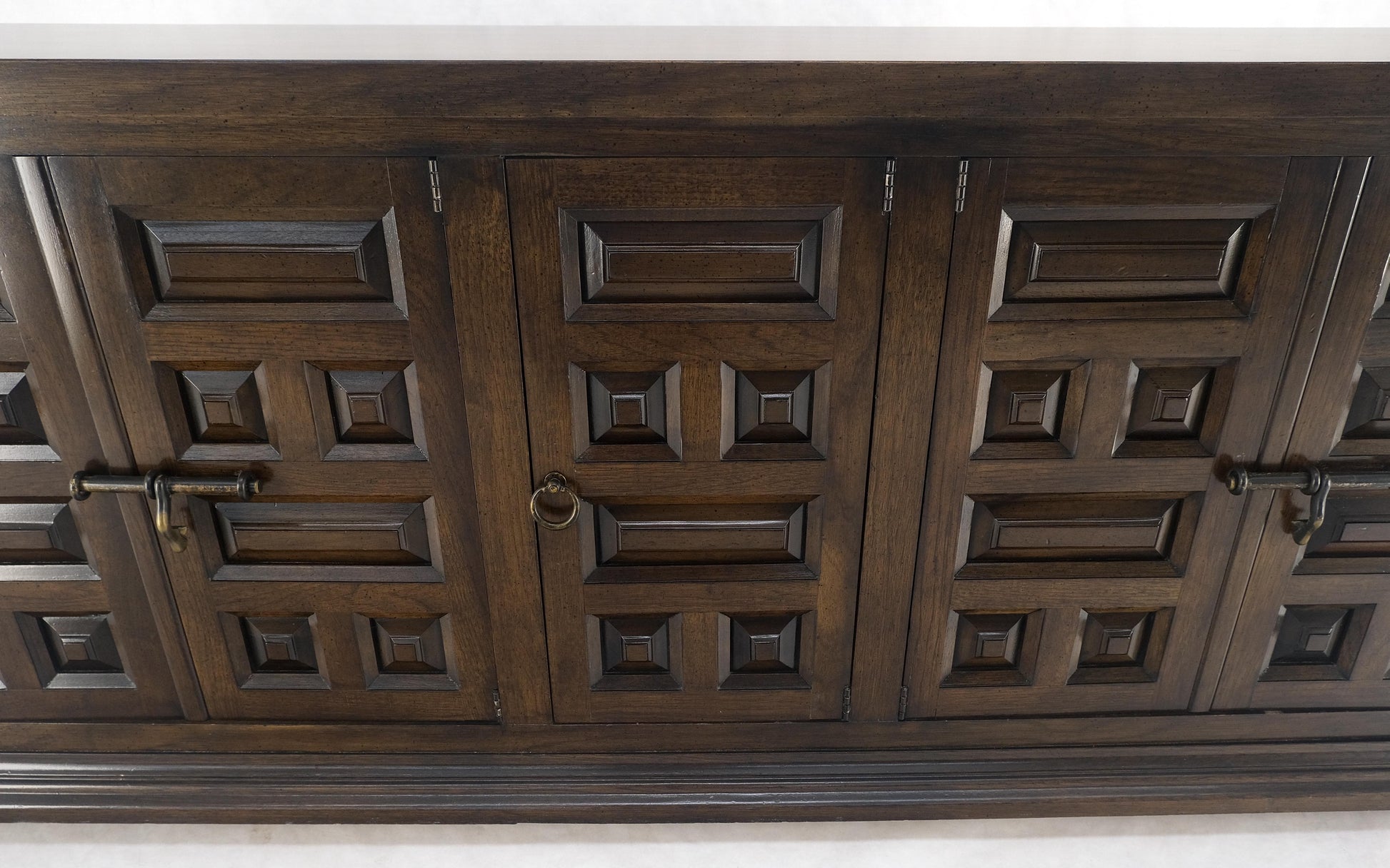 EstablishedLines Raised Panel 5 Doors 4 Drawers Mid Century Modern Dark Chestnut Dresser Credenza