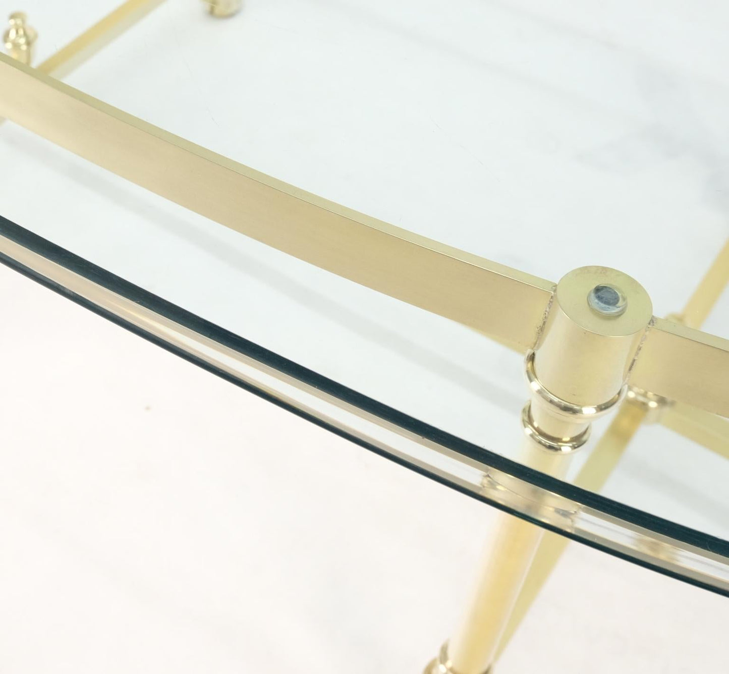 EstablishedLines Large Oval Solid Brass Glass Top Hoof Feet Italian Coffee Table