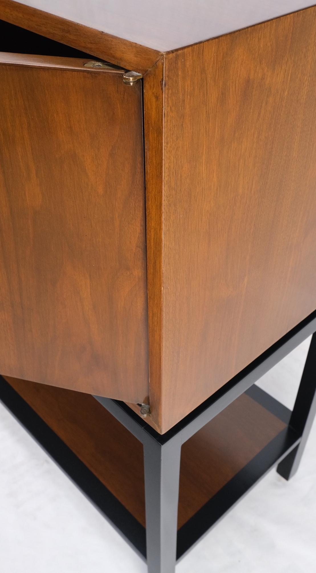 EstablishedLines Ebonized Base Walnut Three Doors Mid-Century Modern Credenza Console Cabinet