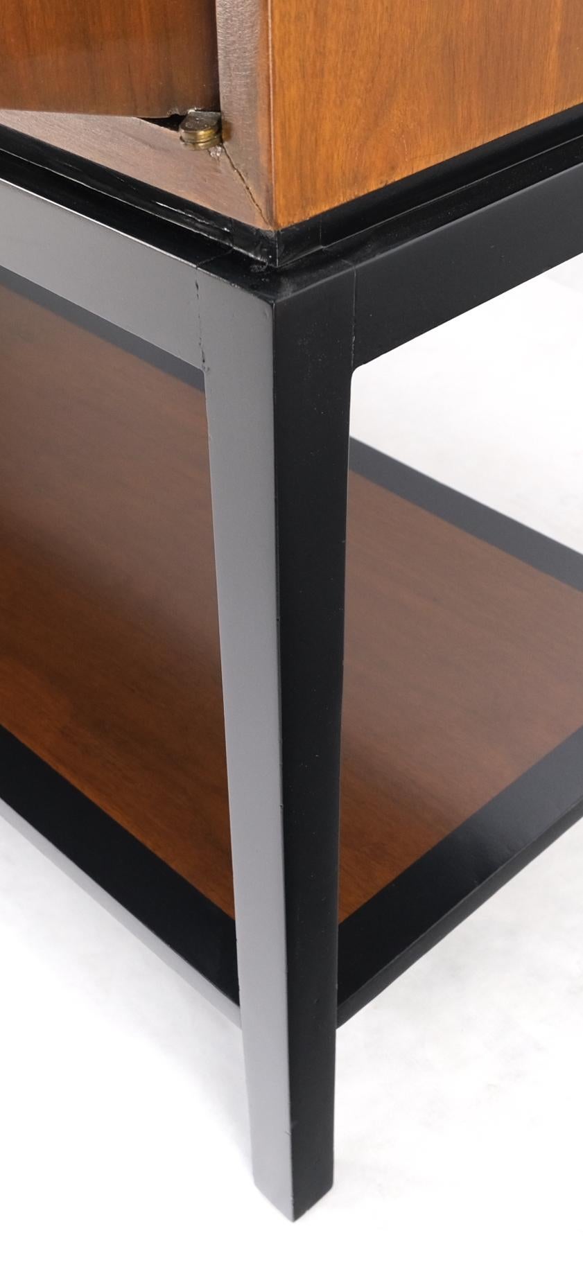 EstablishedLines Ebonized Base Walnut Three Doors Mid-Century Modern Credenza Console Cabinet