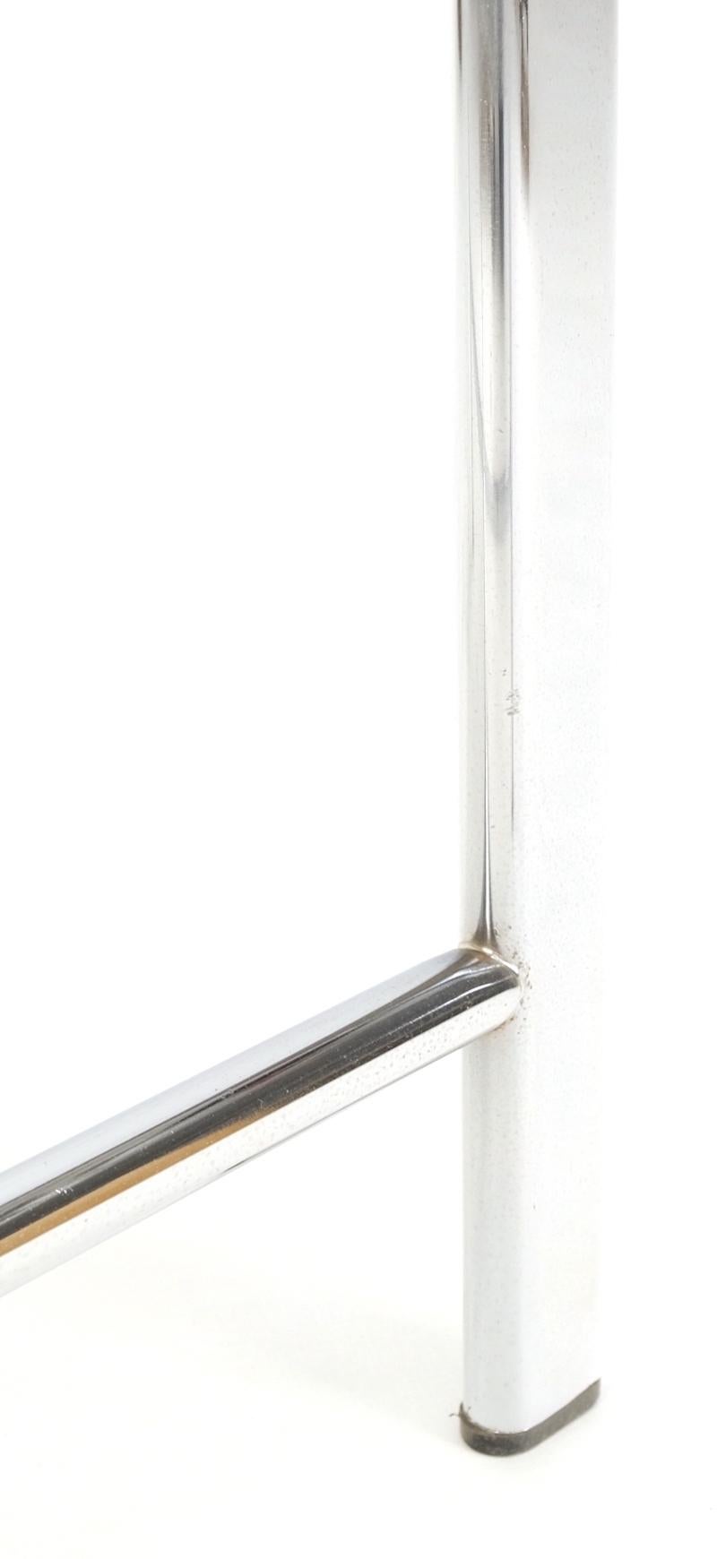 EstablishedLines Chrome X Base Travertine Top Mid-Century Modern Rectangle Side End Table Stand