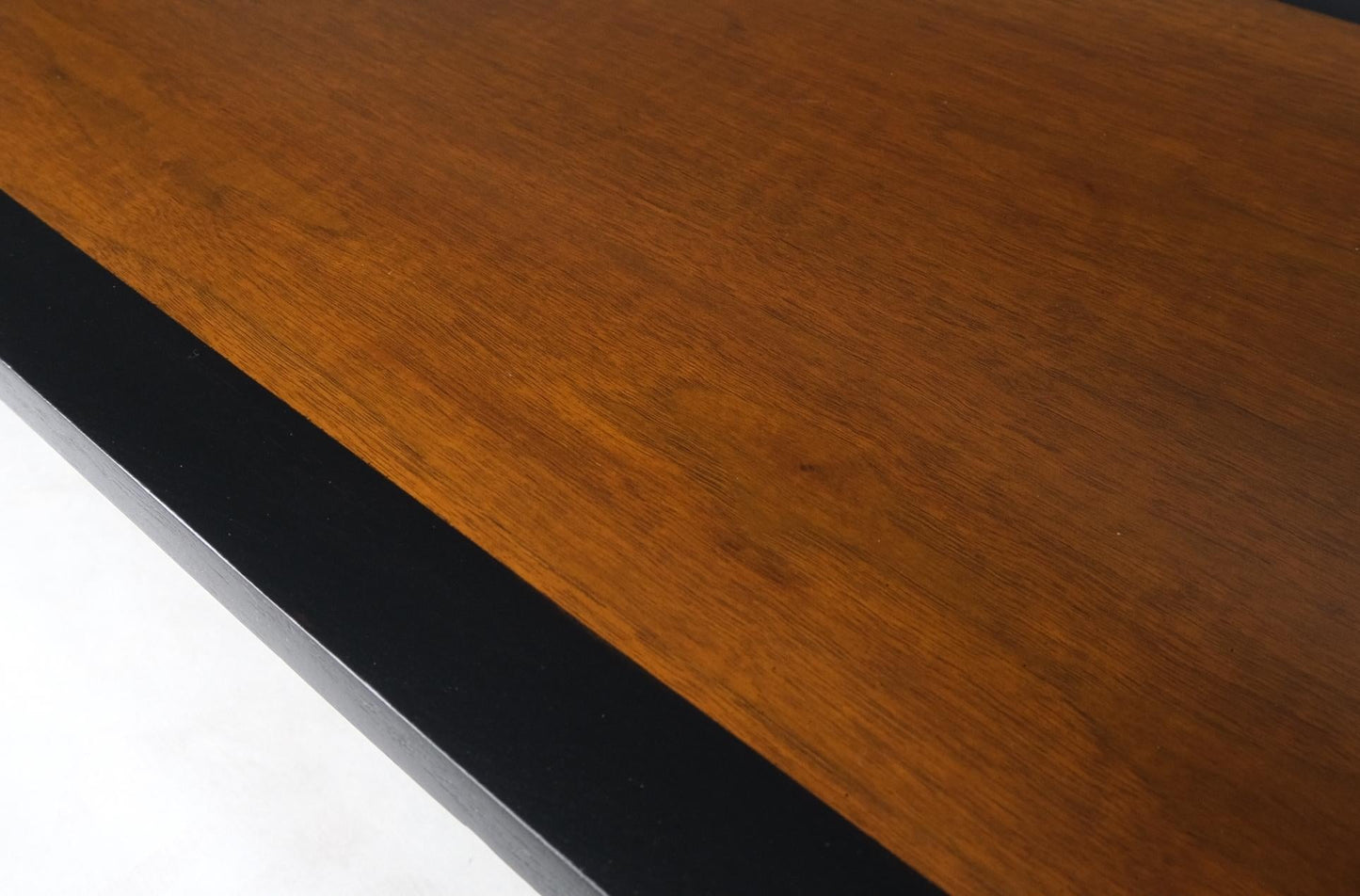 EstablishedLines Ebonized Base Walnut Three Doors Mid-Century Modern Credenza Console Cabinet