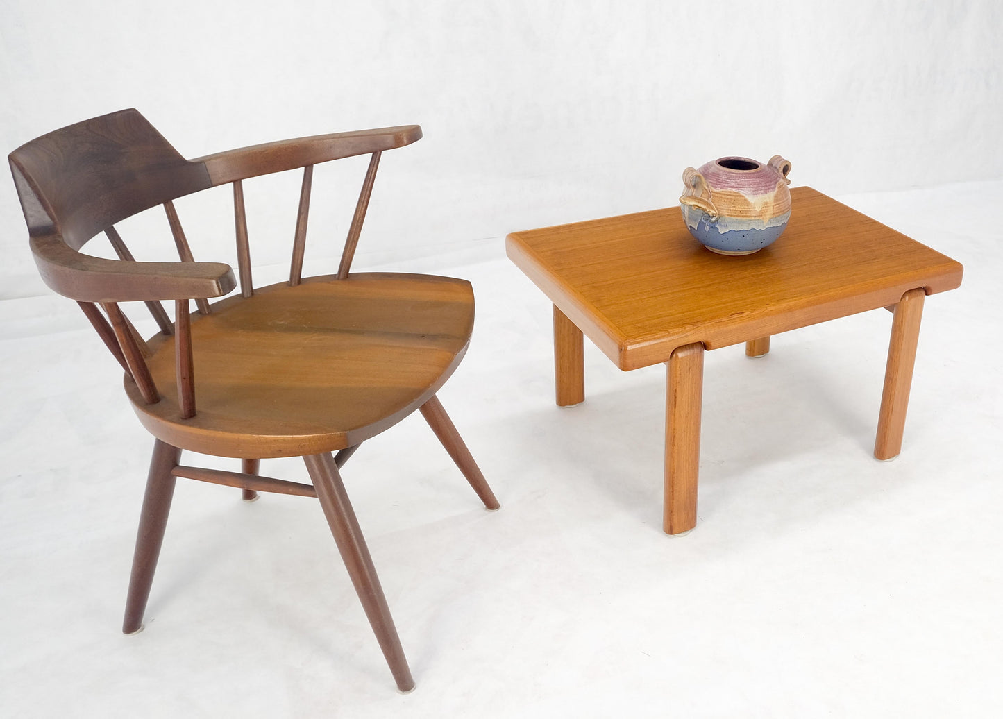 EstablishedLines Danish Mid Century Modern Solid Teak Legs Compact Rectangle Coffee Table MINT!
