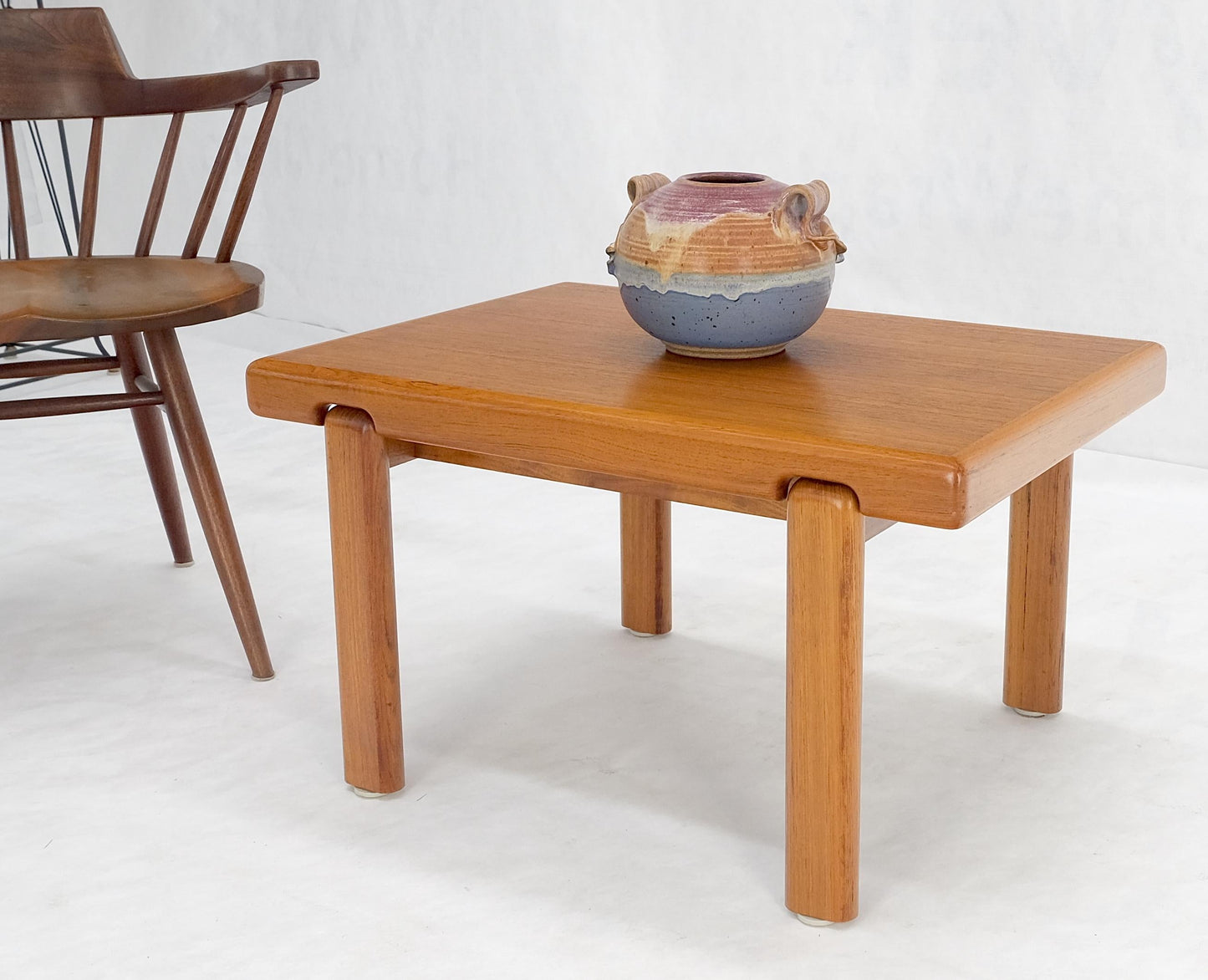 EstablishedLines Danish Mid Century Modern Solid Teak Legs Compact Rectangle Coffee Table MINT!