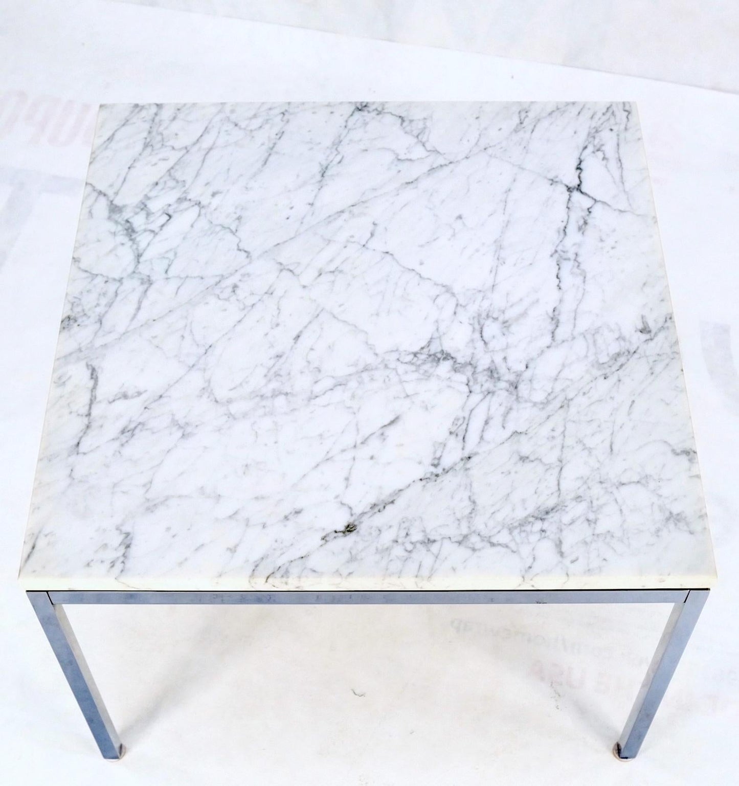 EstablishedLines Florence Knoll Square Marble Top Solid Chrome Base Side End Coffee Center Table