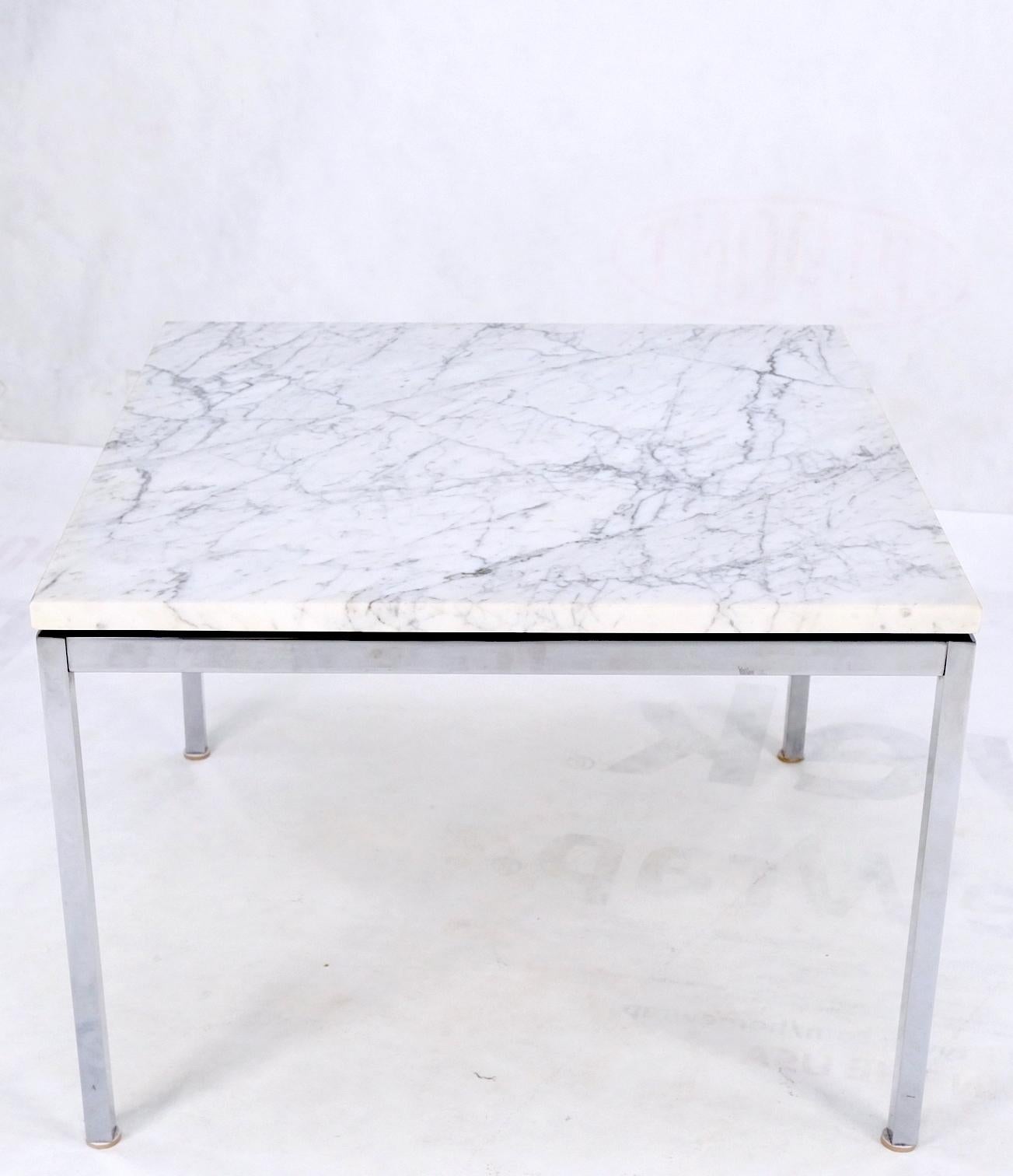 EstablishedLines Florence Knoll Square Marble Top Solid Chrome Base Side End Coffee Center Table