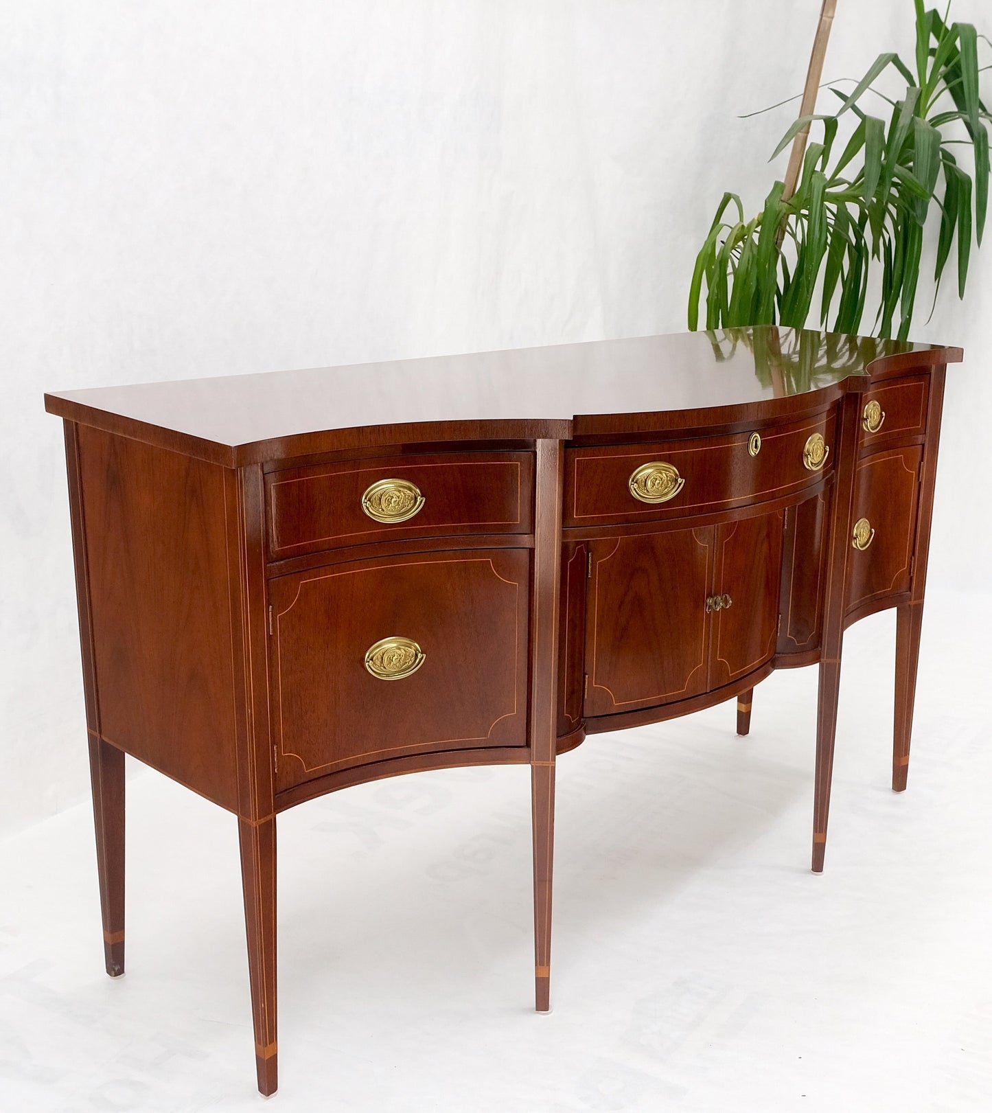 EstablishedLines Full Size Pencil Inlaid Mahogany Federal SideBoard Server Buffet by Baker MINT!