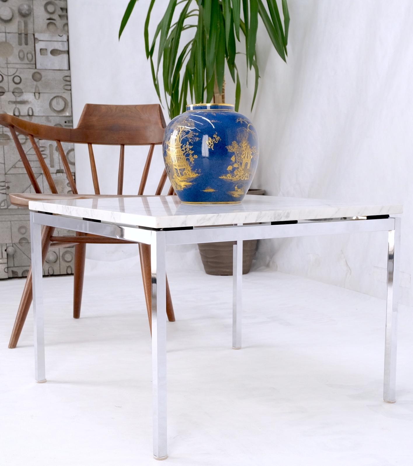 EstablishedLines Florence Knoll Square Marble Top Solid Chrome Base Side End Coffee Center Table